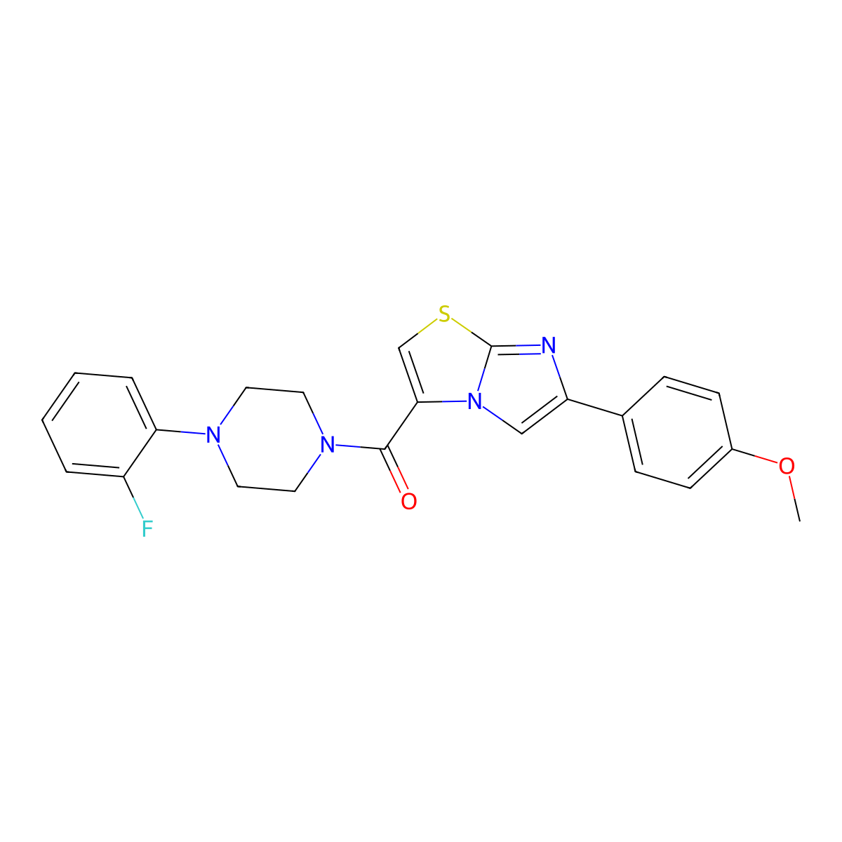 (4-(2-Fluorophenyl)piperazin-1-yl)(6-(4-methoxyphenyl)imidazo[2,1-b]thiazol-3-yl)methanone molecular structure, CAS 1049365-73-2