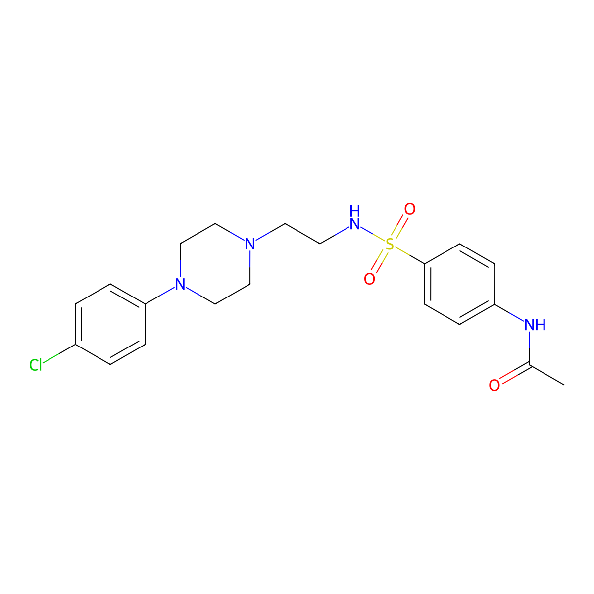 N-(4-(N-(2-(4-(4-chlorophenyl)piperazin-1-yl)ethyl)sulfamoyl)phenyl)acetamide molecular structure, CAS 1049365-82-3
