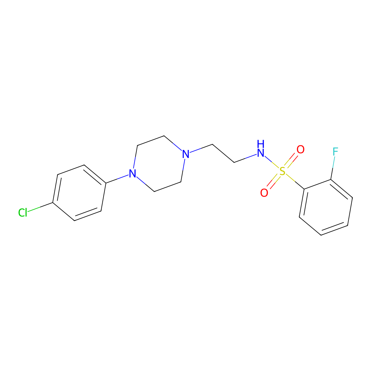 N-(2-(4-(4-chlorophenyl)piperazin-1-yl)ethyl)-2-fluorobenzenesulfonamide molecular structure, CAS 1049366-00-8
