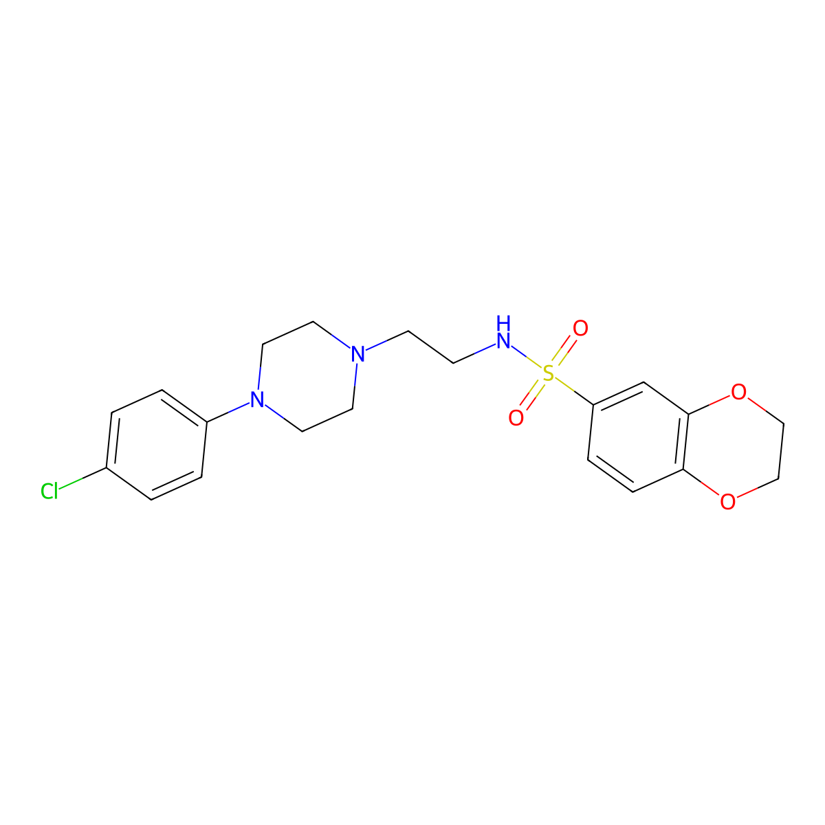 N-{2-[4-(4-chlorophenyl)piperazin-1-yl]ethyl}-2,3-dihydro-1,4-benzodioxine-6-sulfonamide molecular structure, CAS 1049366-36-0
