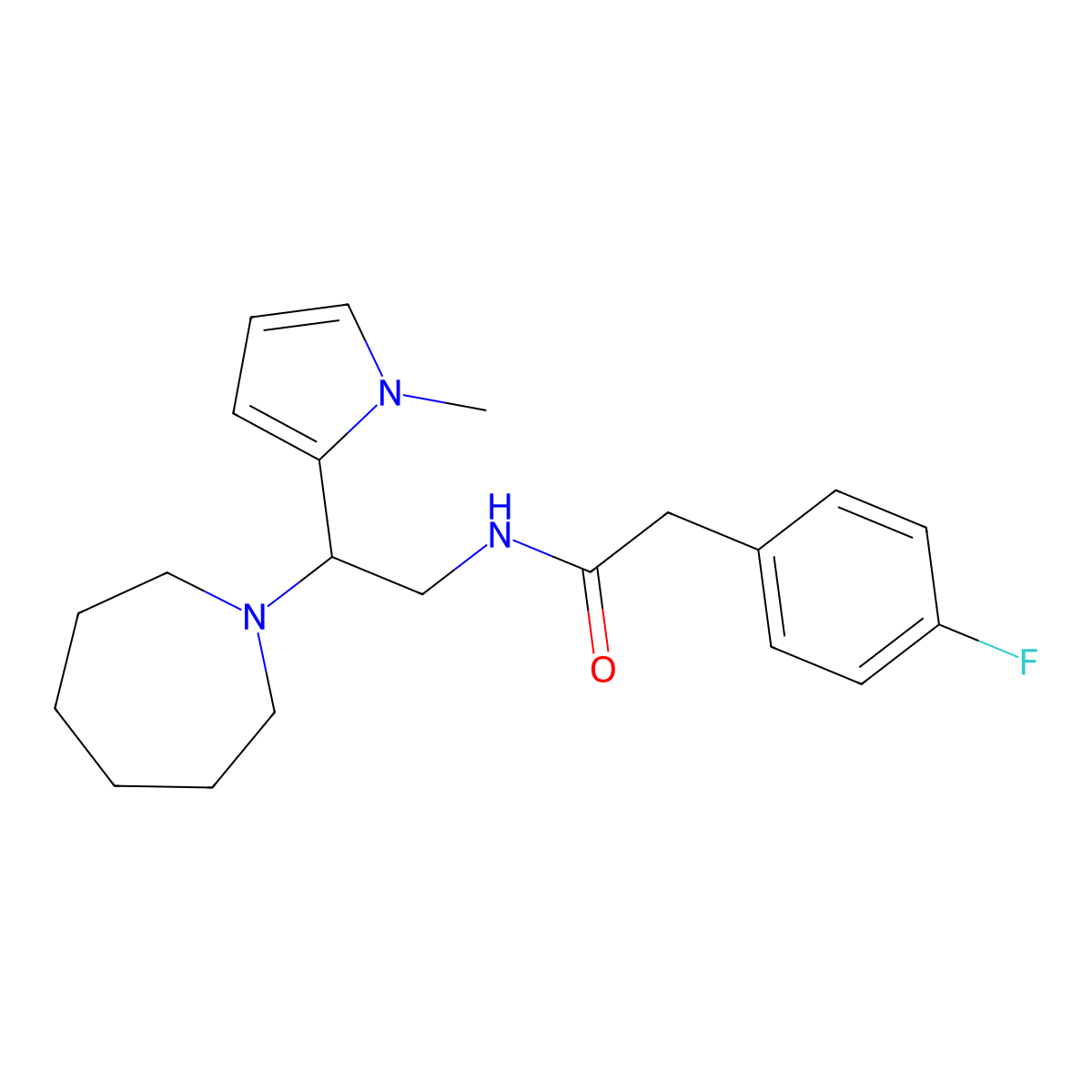 N-[2-(azepan-1-yl)-2-(1-methyl-1H-pyrrol-2-yl)ethyl]-2-(4-fluorophenyl)acetamide molecular structure, CAS 1049366-47-3