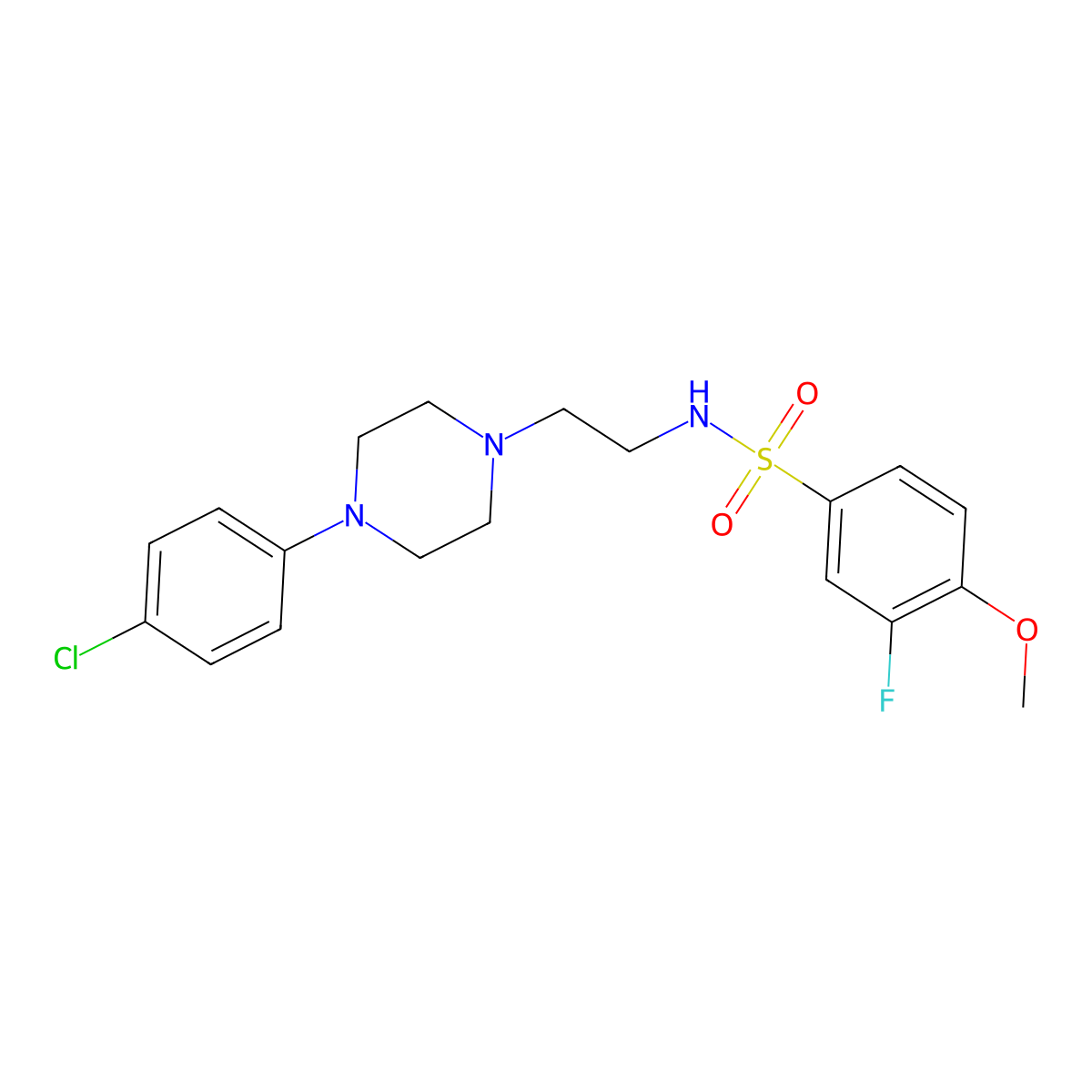 N-(2-(4-(4-chlorophenyl)piperazin-1-yl)ethyl)-3-fluoro-4-methoxybenzenesulfonamide molecular structure, CAS 1049366-48-4