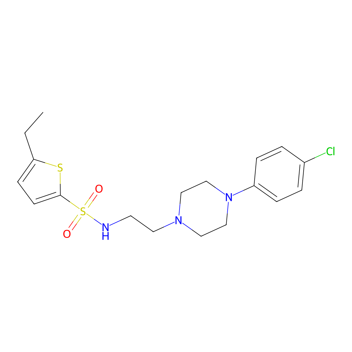 N-(2-(4-(4-chlorophenyl)piperazin-1-yl)ethyl)-5-ethylthiophene-2-sulfonamide molecular structure, CAS 1049366-60-0
