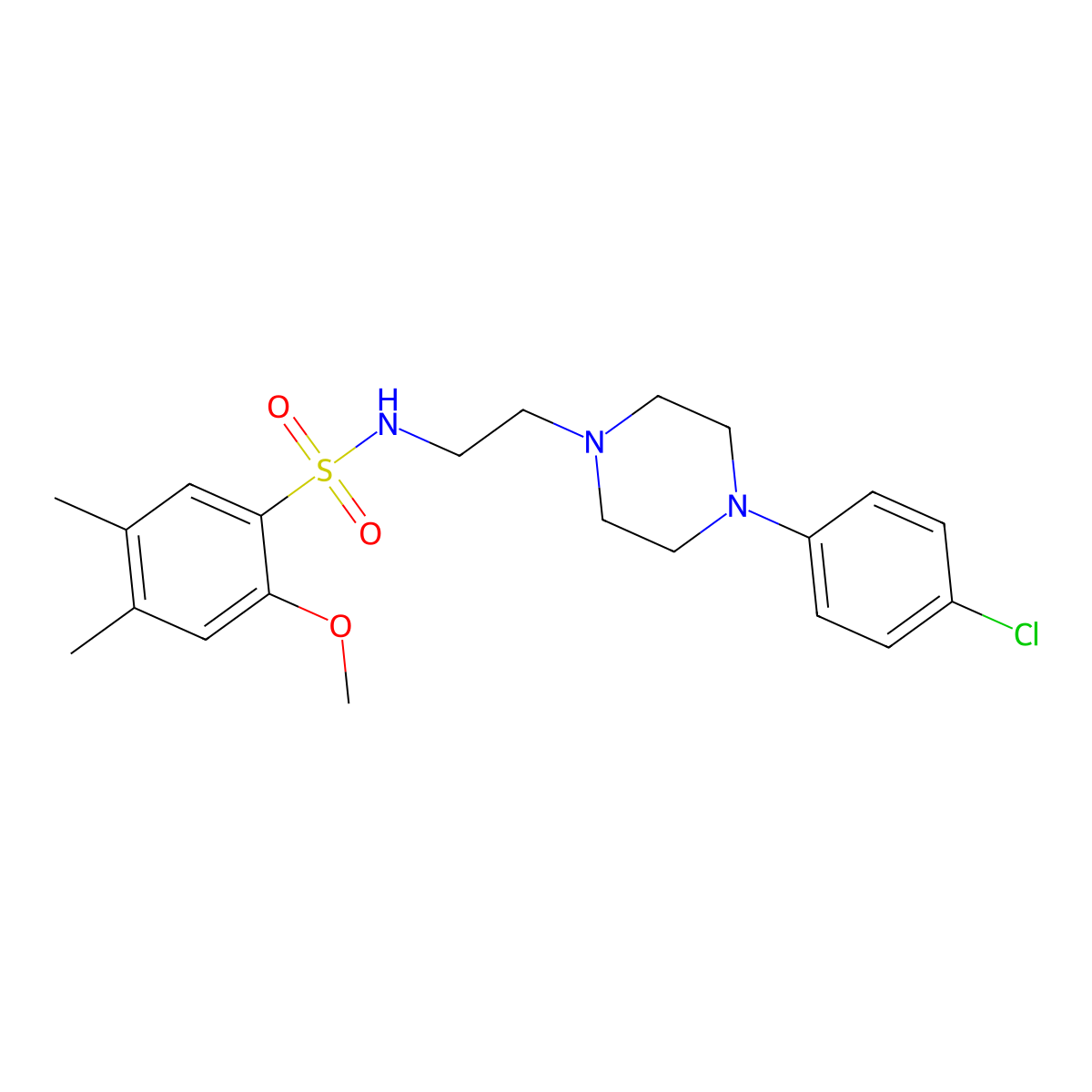 N-(2-(4-(4-chlorophenyl)piperazin-1-yl)ethyl)-2-methoxy-4,5-dimethylbenzenesulfonamide molecular structure, CAS 1049366-66-6