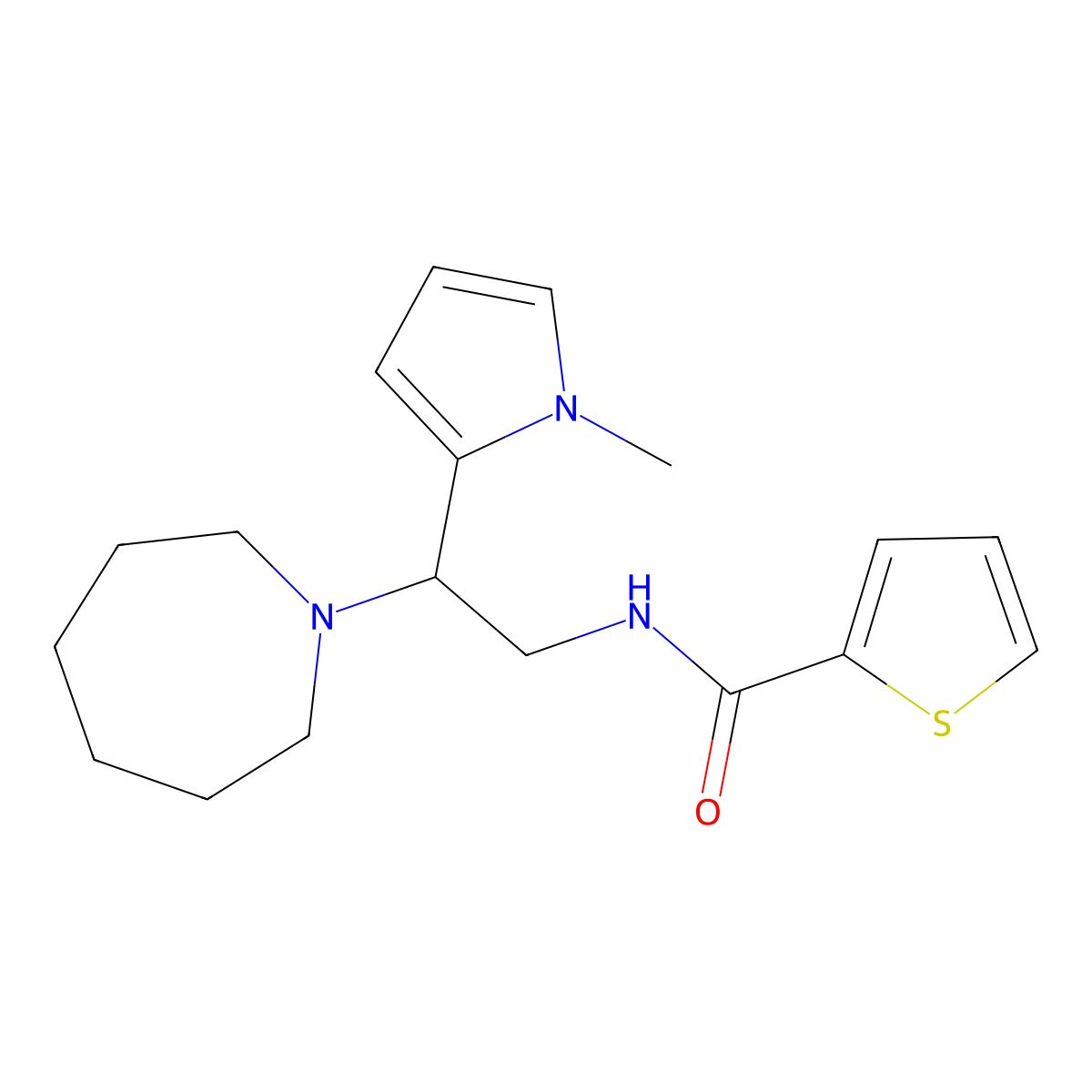 N-(2-(azepan-1-yl)-2-(1-methyl-1H-pyrrol-2-yl)ethyl)thiophene-2-carboxamide molecular structure, CAS 1049366-71-3
