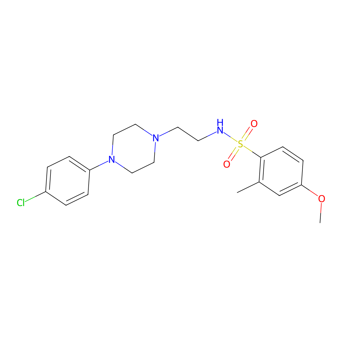 N-{2-[4-(4-chlorophenyl)piperazin-1-yl]ethyl}-4-methoxy-2-methylbenzene-1-sulfonamide molecular structure, CAS 1049367-00-1
