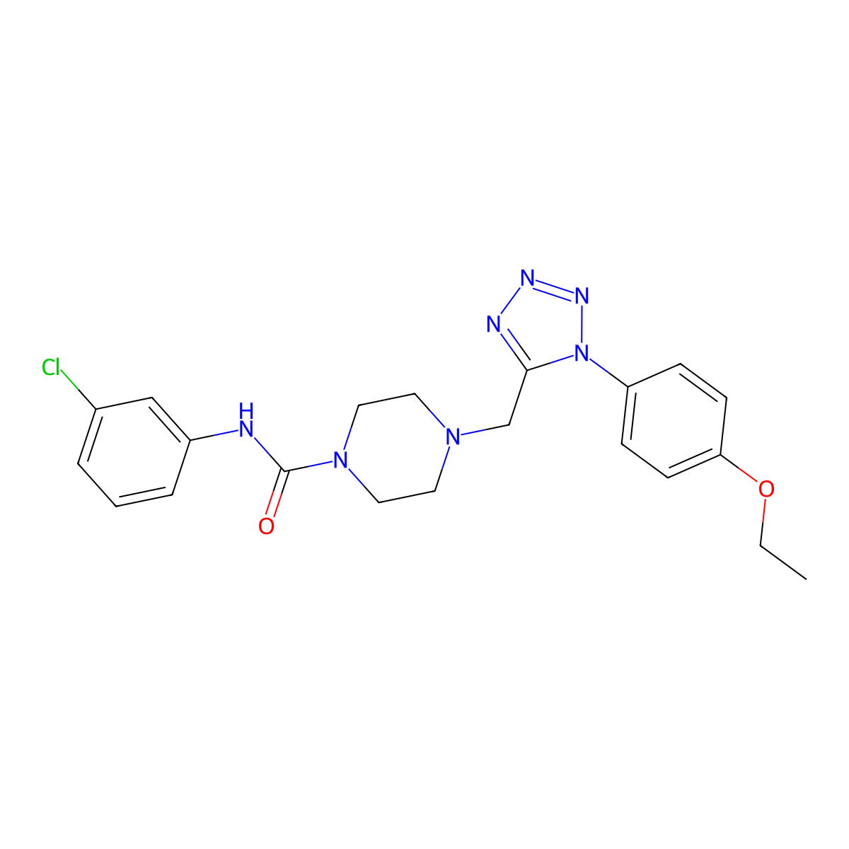 N-(3-chlorophenyl)-4-((1-(4-ethoxyphenyl)-1H-tetrazol-5-yl)methyl)piperazine-1-carboxamide molecular structure, CAS 1049367-12-5