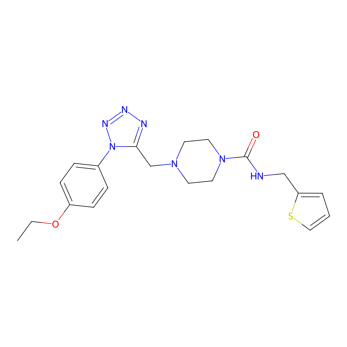 4-((1-(4-ethoxyphenyl)-1H-tetrazol-5-yl)methyl)-N-(thiophen-2-ylmethyl)piperazine-1-carboxamide molecular structure, CAS 1049367-54-5