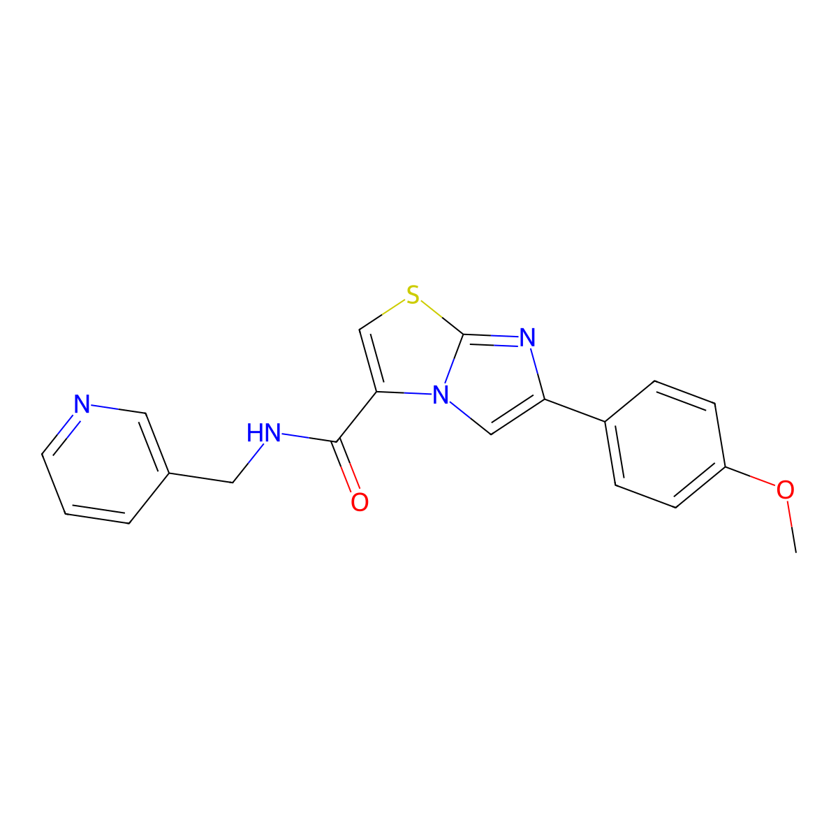 6-(4-methoxyphenyl)-N-(pyridin-3-ylmethyl)imidazo[2,1-b]thiazole-3-carboxamide molecular structure, CAS 1049367-68-1
