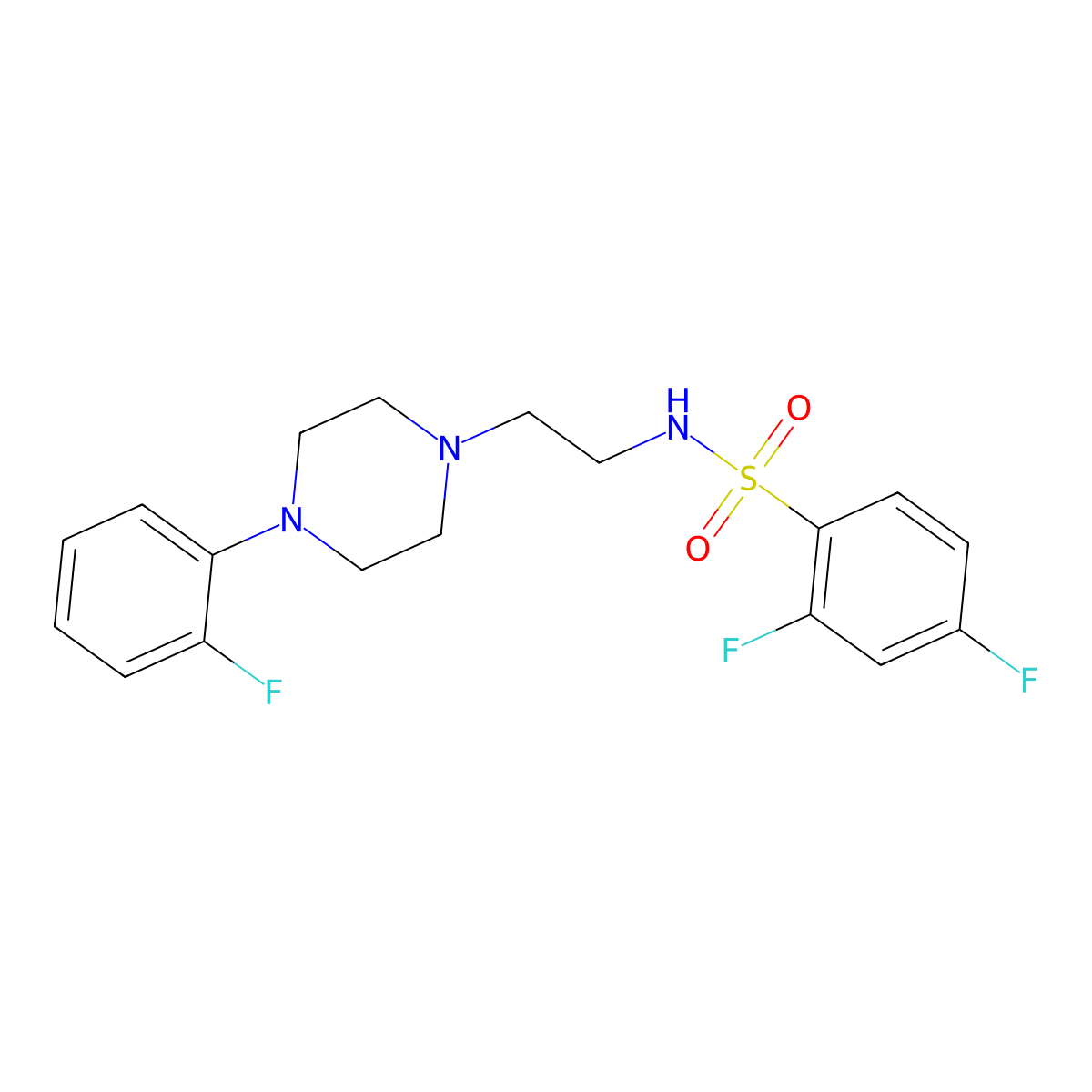 2,4-difluoro-N-(2-(4-(2-fluorophenyl)piperazin-1-yl)ethyl)benzenesulfonamide molecular structure, CAS 1049368-00-4