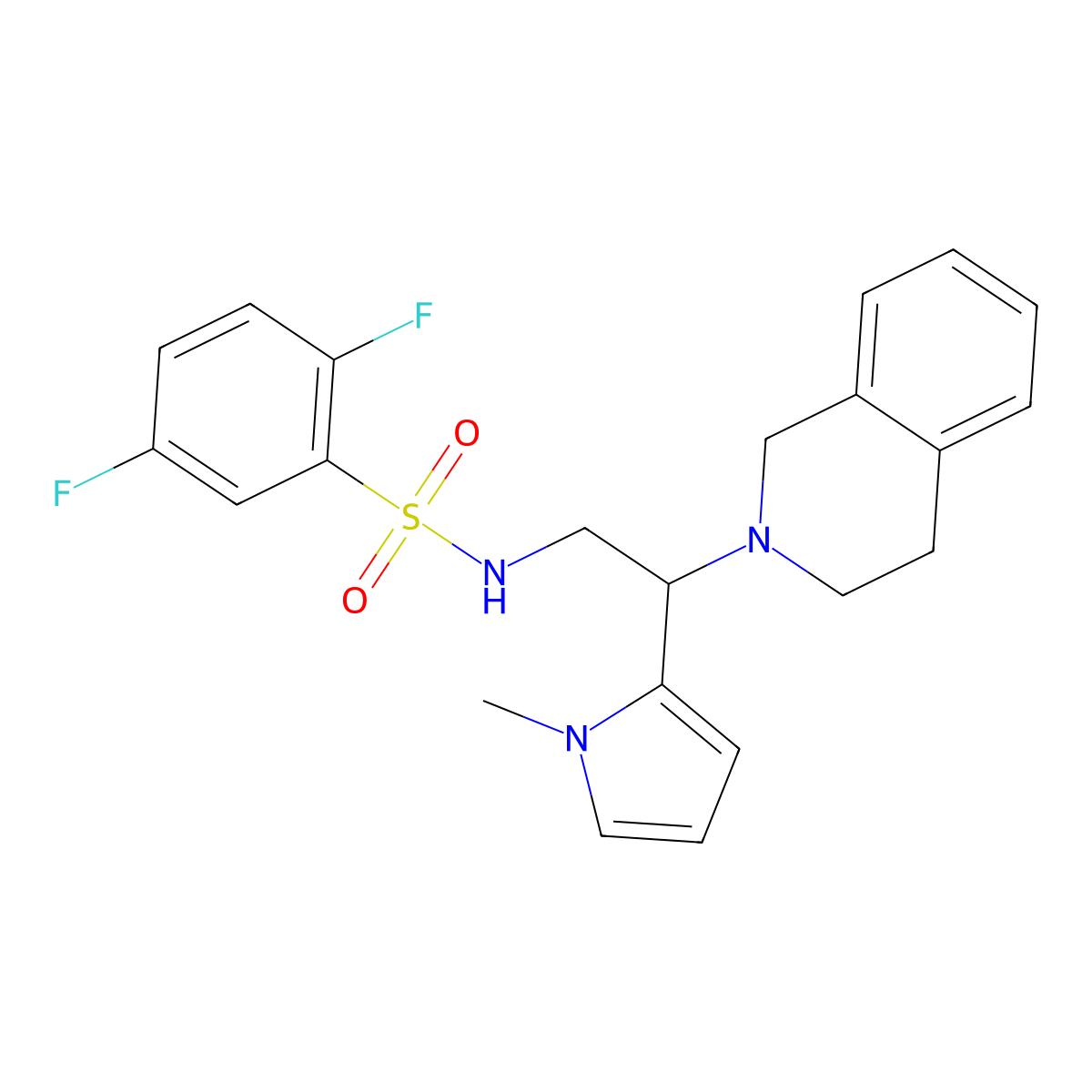 N-(2-(3,4-dihydroisoquinolin-2(1H)-yl)-2-(1-methyl-1H-pyrrol-2-yl)ethyl)-2,5-difluorobenzenesulfonamide molecular structure, CAS 1049368-56-0