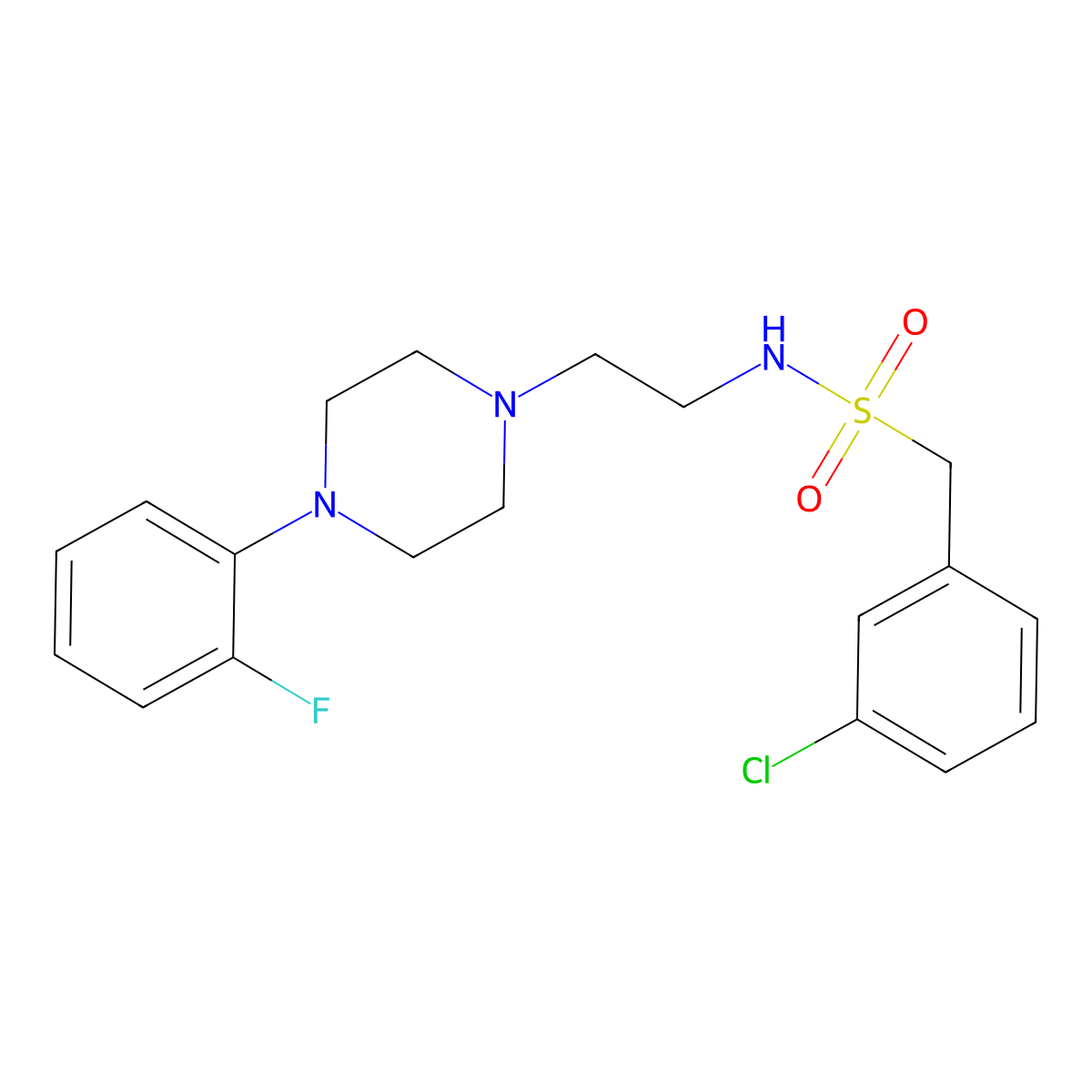 1-(3-chlorophenyl)-N-(2-(4-(2-fluorophenyl)piperazin-1-yl)ethyl)methanesulfonamide molecular structure, CAS 1049368-65-1