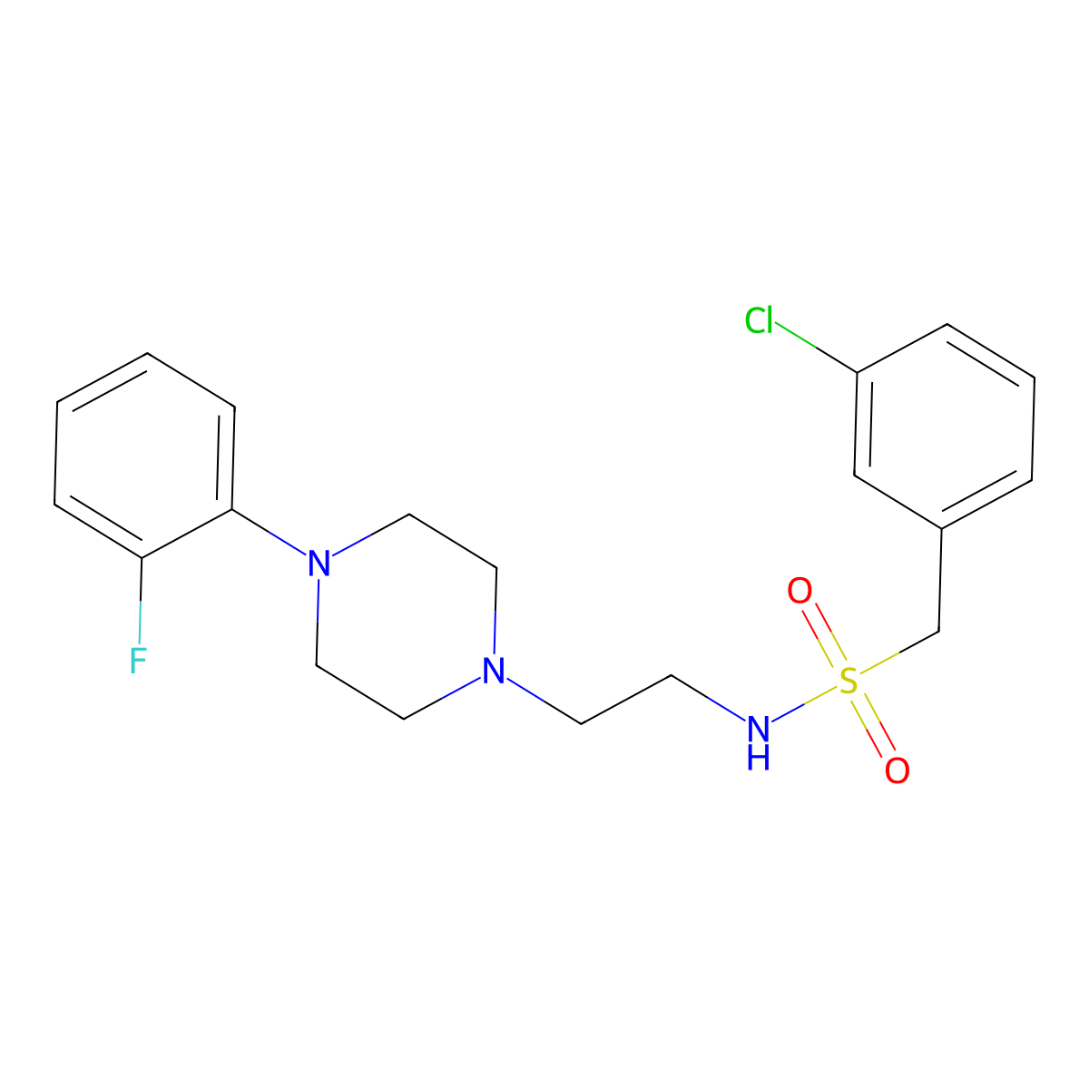 1-(3-chlorophenyl)-N-(2-(4-(2-fluorophenyl)piperazin-1-yl)ethyl)methanesulfonamide molecular structure, CAS 1049368-65-1