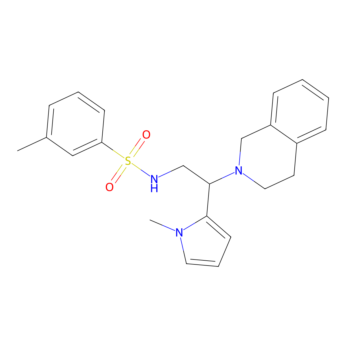 N-(2-(3,4-dihydroisoquinolin-2(1H)-yl)-2-(1-methyl-1H-pyrrol-2-yl)ethyl)-3-methylbenzenesulfonamide molecular structure, CAS 1049368-86-6