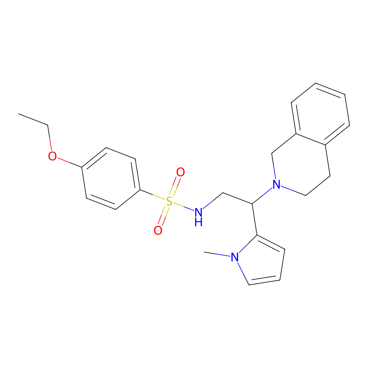 N-(2-(3,4-dihydroisoquinolin-2(1H)-yl)-2-(1-methyl-1H-pyrrol-2-yl)ethyl)-4-ethoxybenzenesulfonamide molecular structure, CAS 1049368-94-6