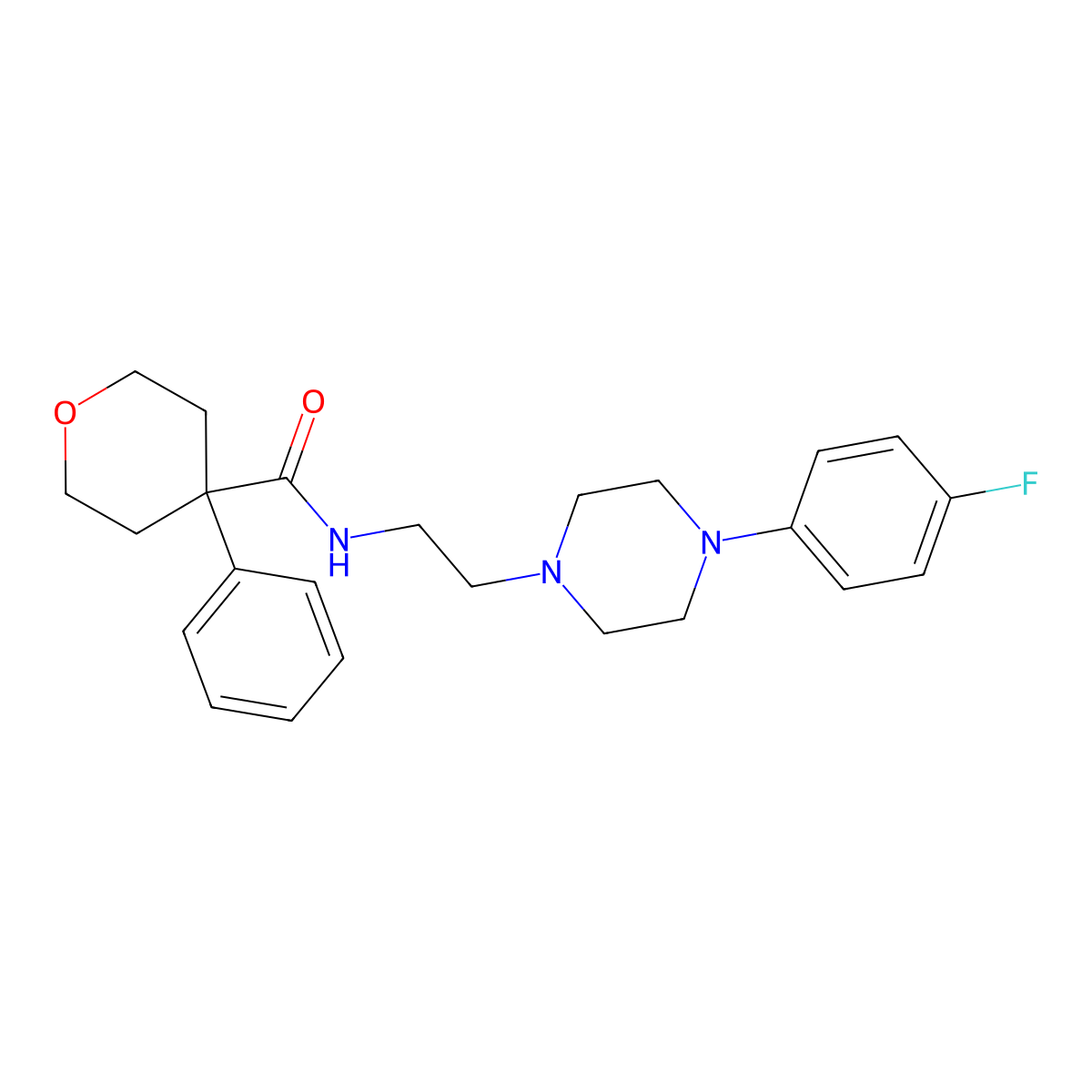 N-(2-(4-(4-fluorophenyl)piperazin-1-yl)ethyl)-4-phenyltetrahydro-2H-pyran-4-carboxamide molecular structure, CAS 1049369-66-5