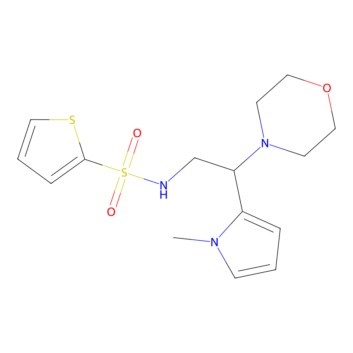 N-(2-(1-methyl-1H-pyrrol-2-yl)-2-morpholinoethyl)thiophene-2-sulfonamide molecular structure, CAS 1049369-69-8
