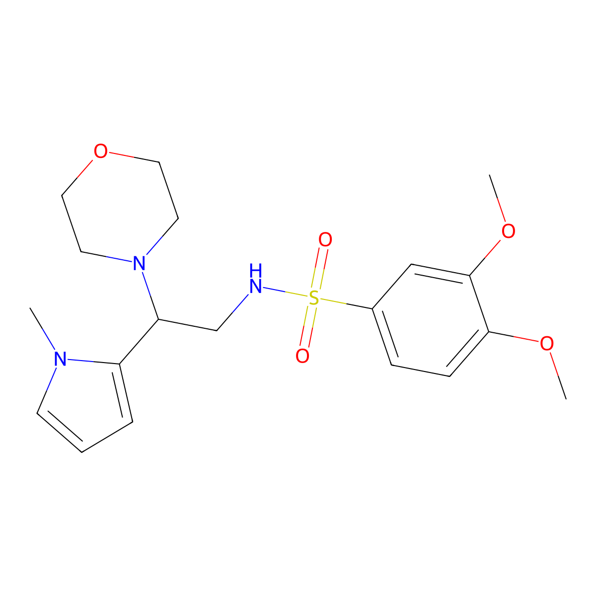 3,4-dimethoxy-N-(2-(1-methyl-1H-pyrrol-2-yl)-2-morpholinoethyl)benzenesulfonamide molecular structure, CAS 1049369-74-5