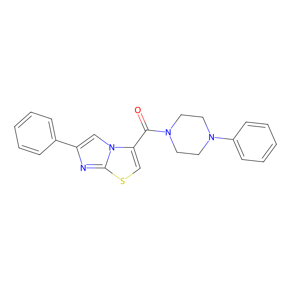 (6-Phenylimidazo[2,1-b]thiazol-3-yl)(4-phenylpiperazin-1-yl)methanone molecular structure, CAS 1049369-86-9