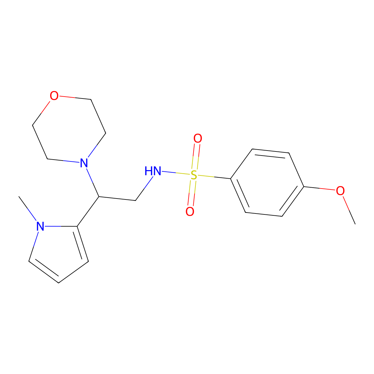 4-methoxy-N-(2-(1-methyl-1H-pyrrol-2-yl)-2-morpholinoethyl)benzenesulfonamide molecular structure, CAS 1049369-99-4