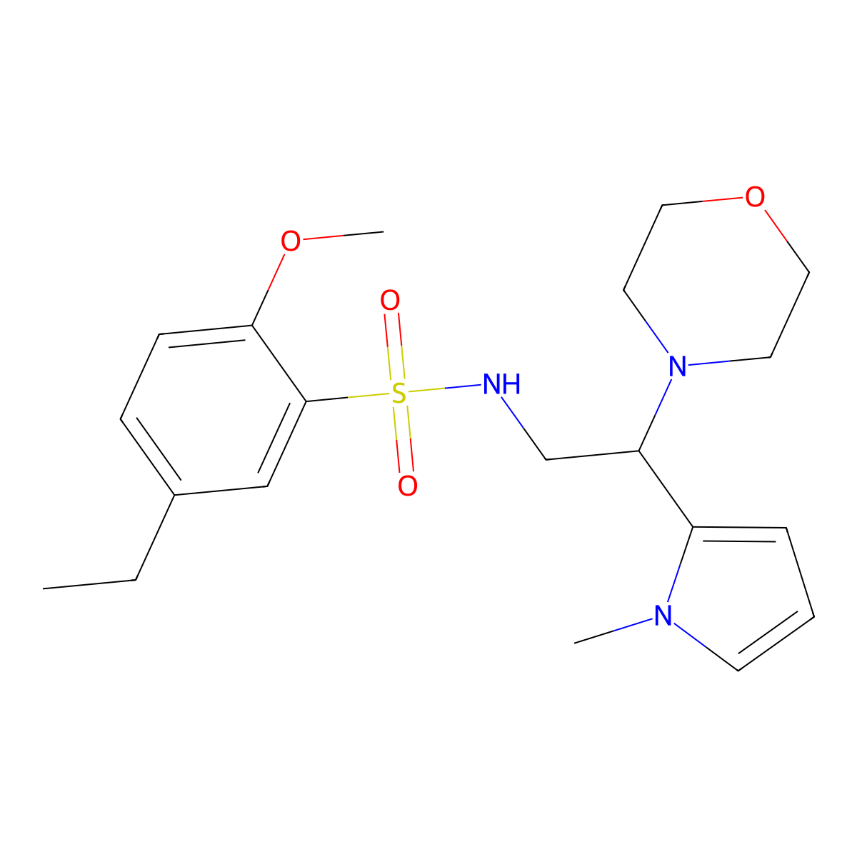 5-ethyl-2-methoxy-N-(2-(1-methyl-1H-pyrrol-2-yl)-2-morpholinoethyl)benzenesulfonamide molecular structure, CAS 1049370-70-8