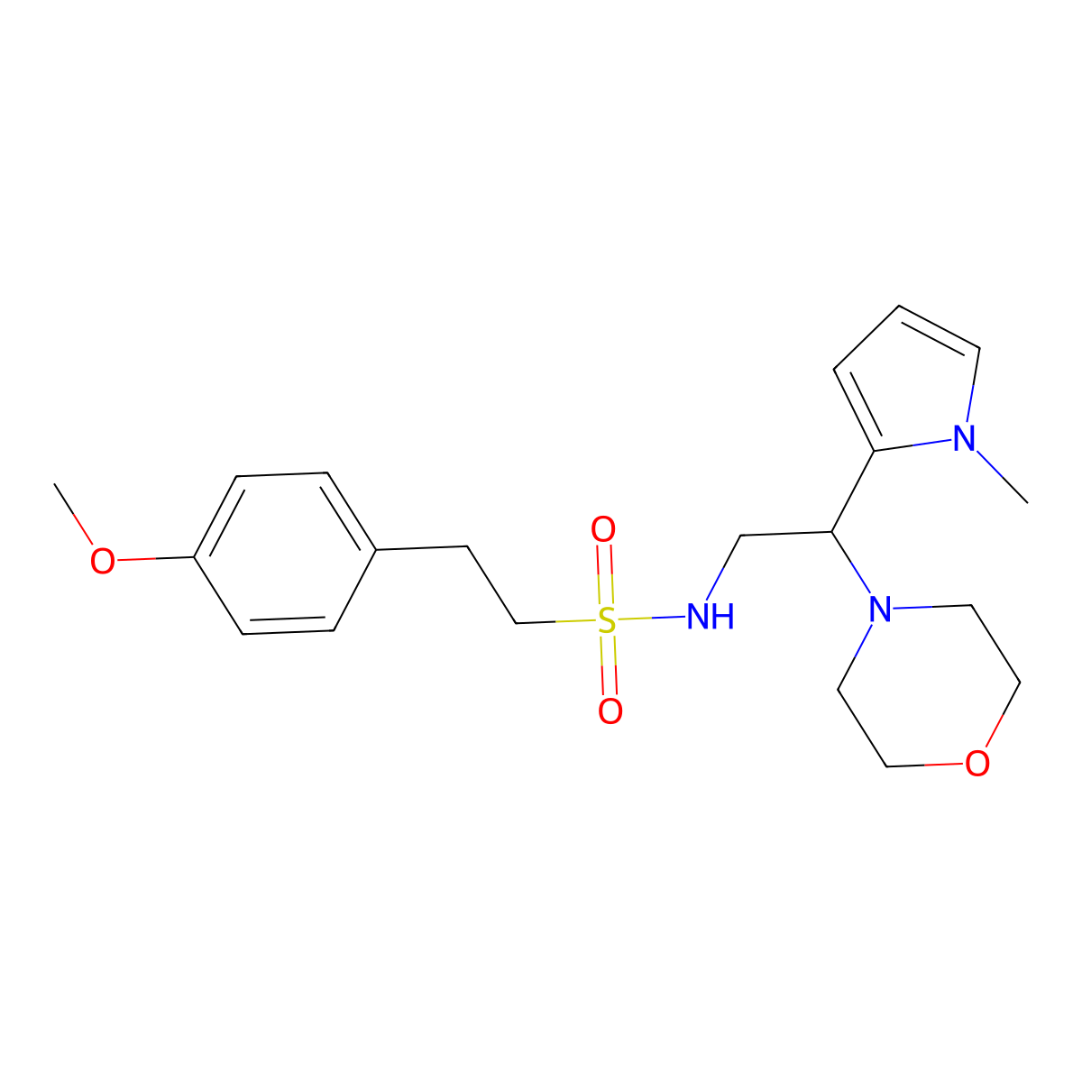 2-(4-methoxyphenyl)-N-(2-(1-methyl-1H-pyrrol-2-yl)-2-morpholinoethyl)ethanesulfonamide molecular structure, CAS 1049370-90-2