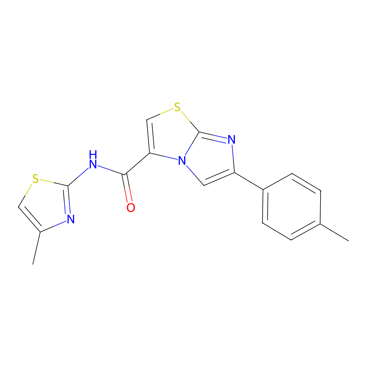 N-(4-methylthiazol-2-yl)-6-(p-tolyl)imidazo[2,1-b]thiazole-3-carboxamide molecular structure, CAS 1049371-10-9