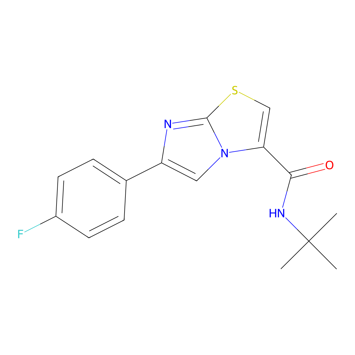 N-(tert-butyl)-6-(4-fluorophenyl)imidazo[2,1-b]thiazole-3-carboxamide molecular structure, CAS 1049371-70-1