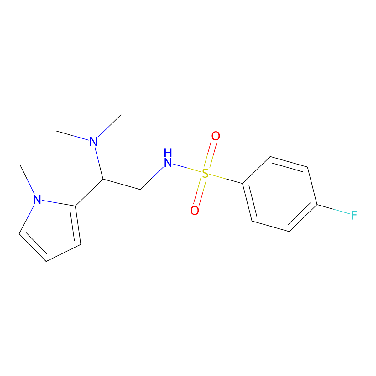 N-(2-(dimethylamino)-2-(1-methyl-1H-pyrrol-2-yl)ethyl)-4-fluorobenzenesulfonamide molecular structure, CAS 1049372-96-4