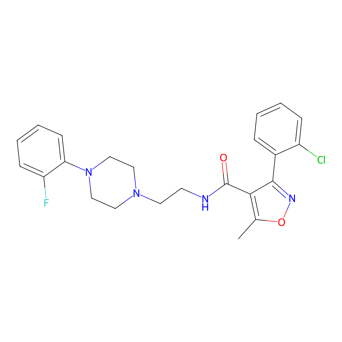 3-(2-chlorophenyl)-N-(2-(4-(2-fluorophenyl)piperazin-1-yl)ethyl)-5-methylisoxazole-4-carboxamide molecular structure, CAS 1049373-62-7