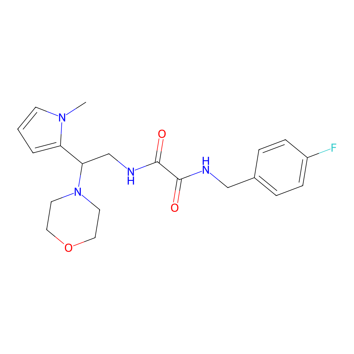 N1-(4-fluorobenzyl)-N2-(2-(1-methyl-1H-pyrrol-2-yl)-2-morpholinoethyl)oxalamide molecular structure, CAS 1049374-55-1
