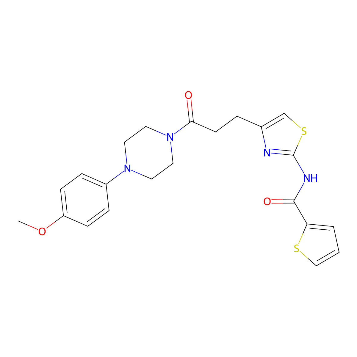 N-(4-(3-(4-(4-methoxyphenyl)piperazin-1-yl)-3-oxopropyl)thiazol-2-yl)thiophene-2-carboxamide molecular structure, CAS 1049376-04-6
