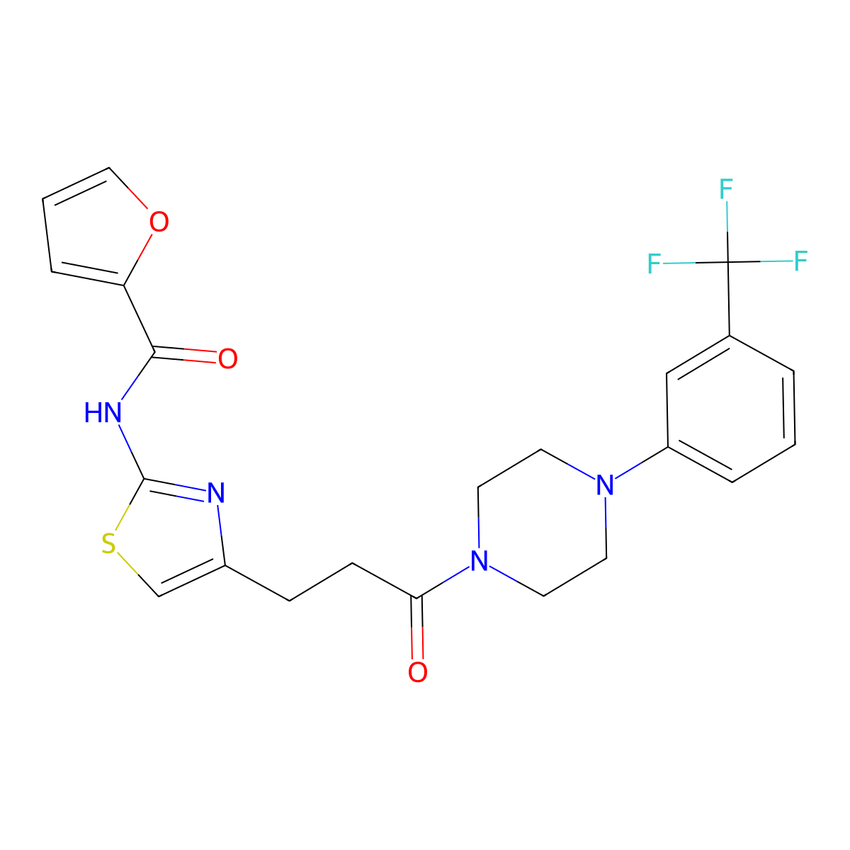 N-(4-(3-oxo-3-(4-(3-(trifluoromethyl)phenyl)piperazin-1-yl)propyl)thiazol-2-yl)furan-2-carboxamide molecular structure, CAS 1049376-34-2