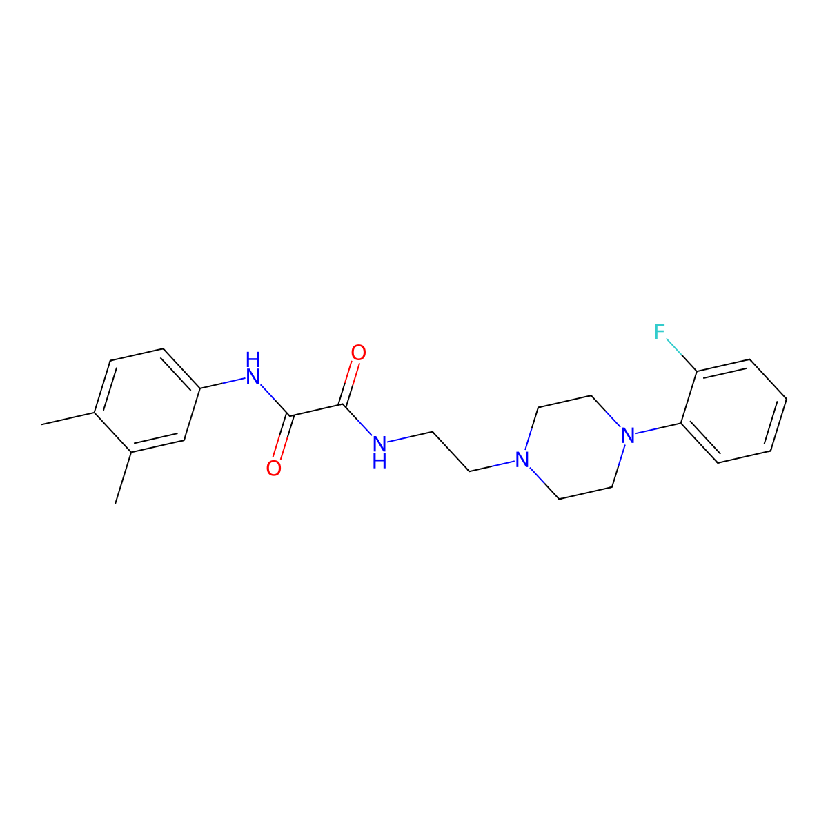 N1-(3,4-dimethylphenyl)-N2-(2-(4-(2-fluorophenyl)piperazin-1-yl)ethyl)oxalamide molecular structure, CAS 1049376-38-6