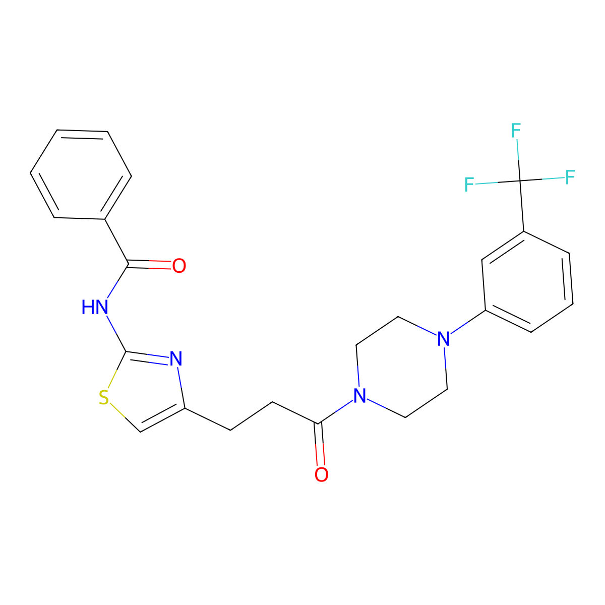 N-(4-(3-oxo-3-(4-(3-(trifluoromethyl)phenyl)piperazin-1-yl)propyl)thiazol-2-yl)benzamide molecular structure, CAS 1049376-64-8