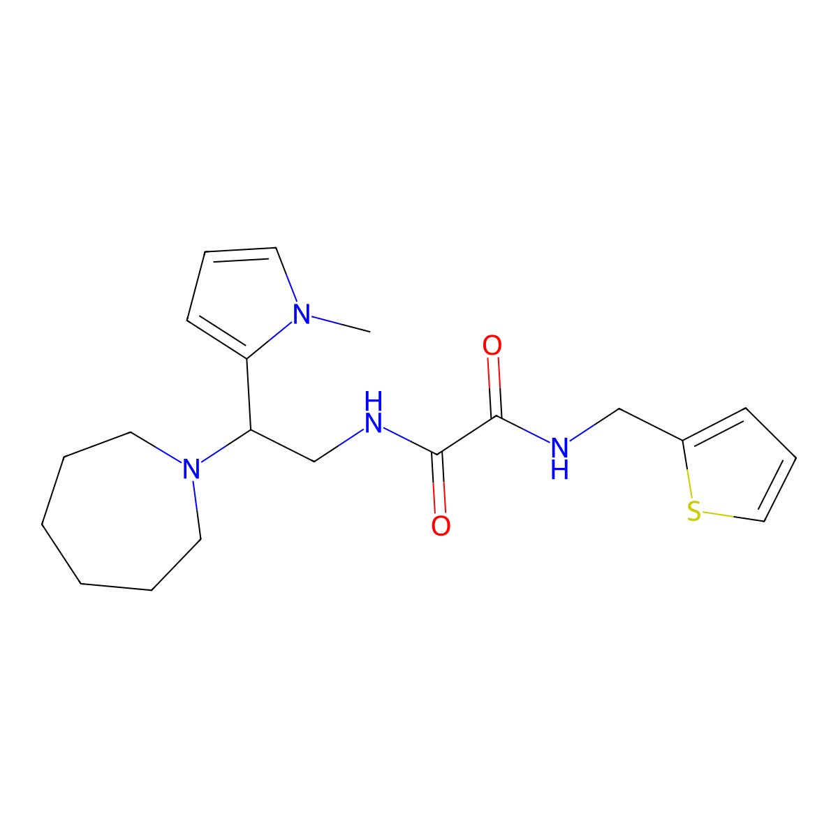 N1-(2-(azepan-1-yl)-2-(1-methyl-1H-pyrrol-2-yl)ethyl)-N2-(thiophen-2-ylmethyl)oxalamide molecular structure, CAS 1049376-69-3