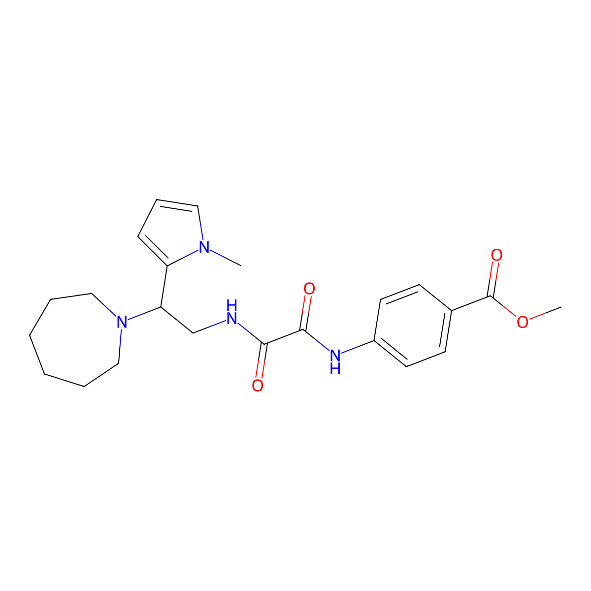 methyl 4-(2-((2-(azepan-1-yl)-2-(1-methyl-1H-pyrrol-2-yl)ethyl)amino)-2-oxoacetamido)benzoate molecular structure, CAS 1049377-04-9