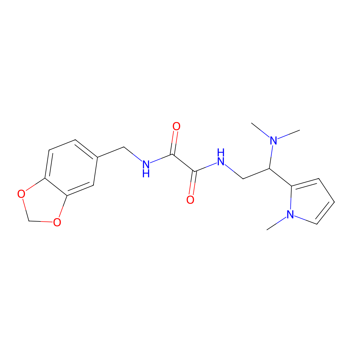 N1-(benzo[d][1,3]dioxol-5-ylmethyl)-N2-(2-(dimethylamino)-2-(1-methyl-1H-pyrrol-2-yl)ethyl)oxalamide molecular structure, CAS 1049378-19-9
