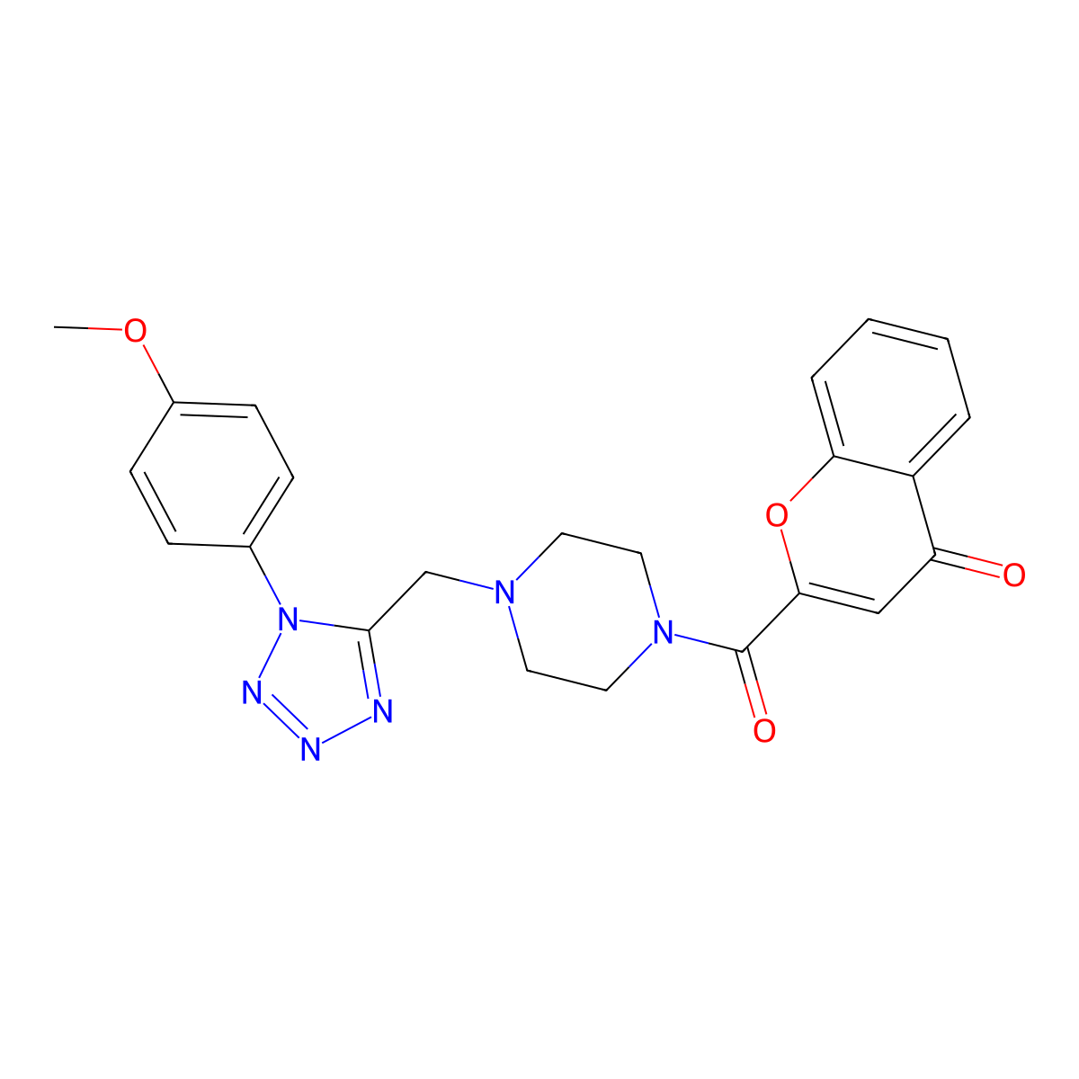 2-(4-((1-(4-methoxyphenyl)-1H-tetrazol-5-yl)methyl)piperazine-1-carbonyl)-4H-chromen-4-one molecular structure, CAS 1049378-97-3