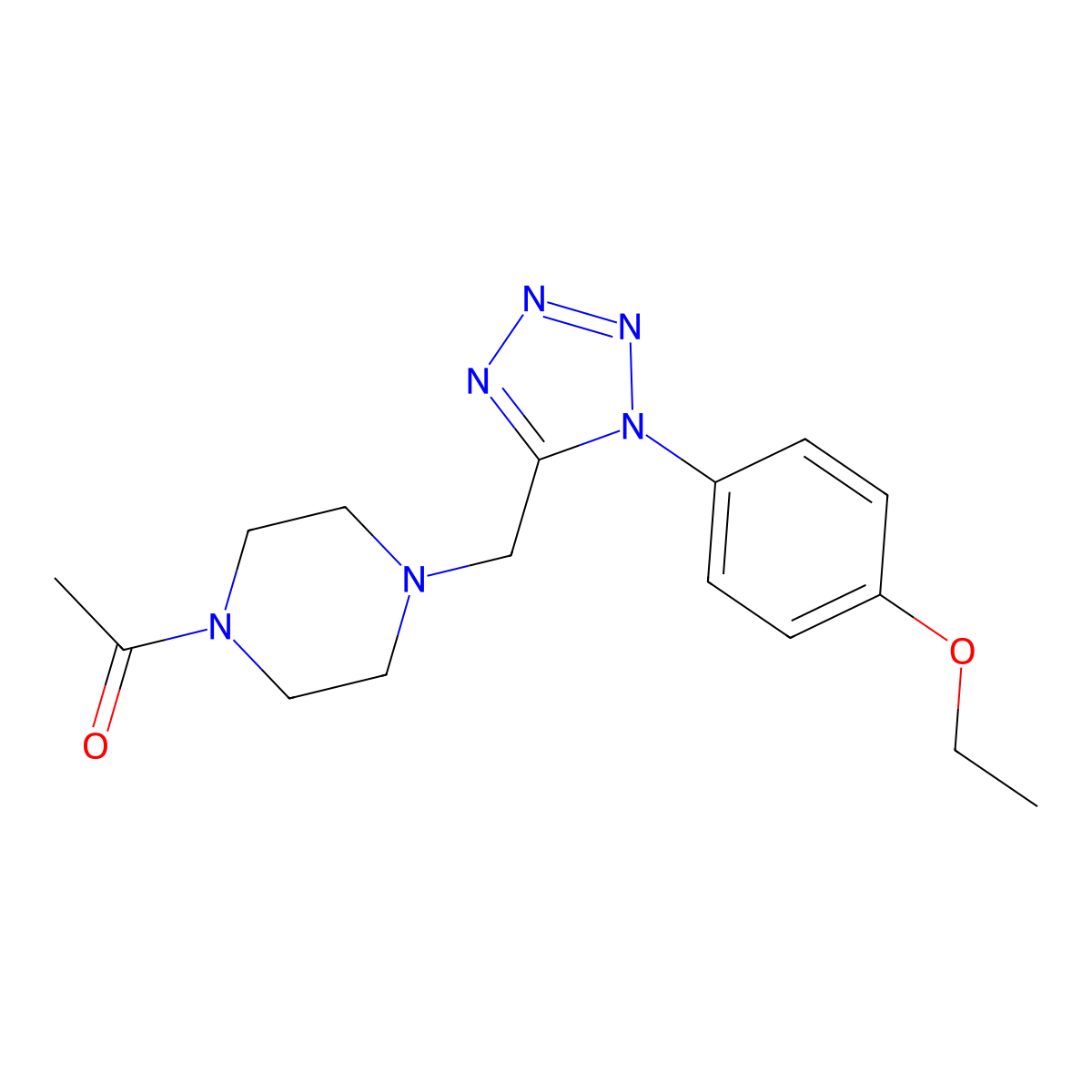 1-(4-((1-(4-ethoxyphenyl)-1H-tetrazol-5-yl)methyl)piperazin-1-yl)ethanone molecular structure, CAS 1049379-22-7