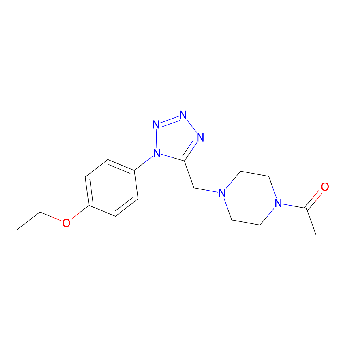 1-(4-((1-(4-ethoxyphenyl)-1H-tetrazol-5-yl)methyl)piperazin-1-yl)ethanone molecular structure, CAS 1049379-22-7