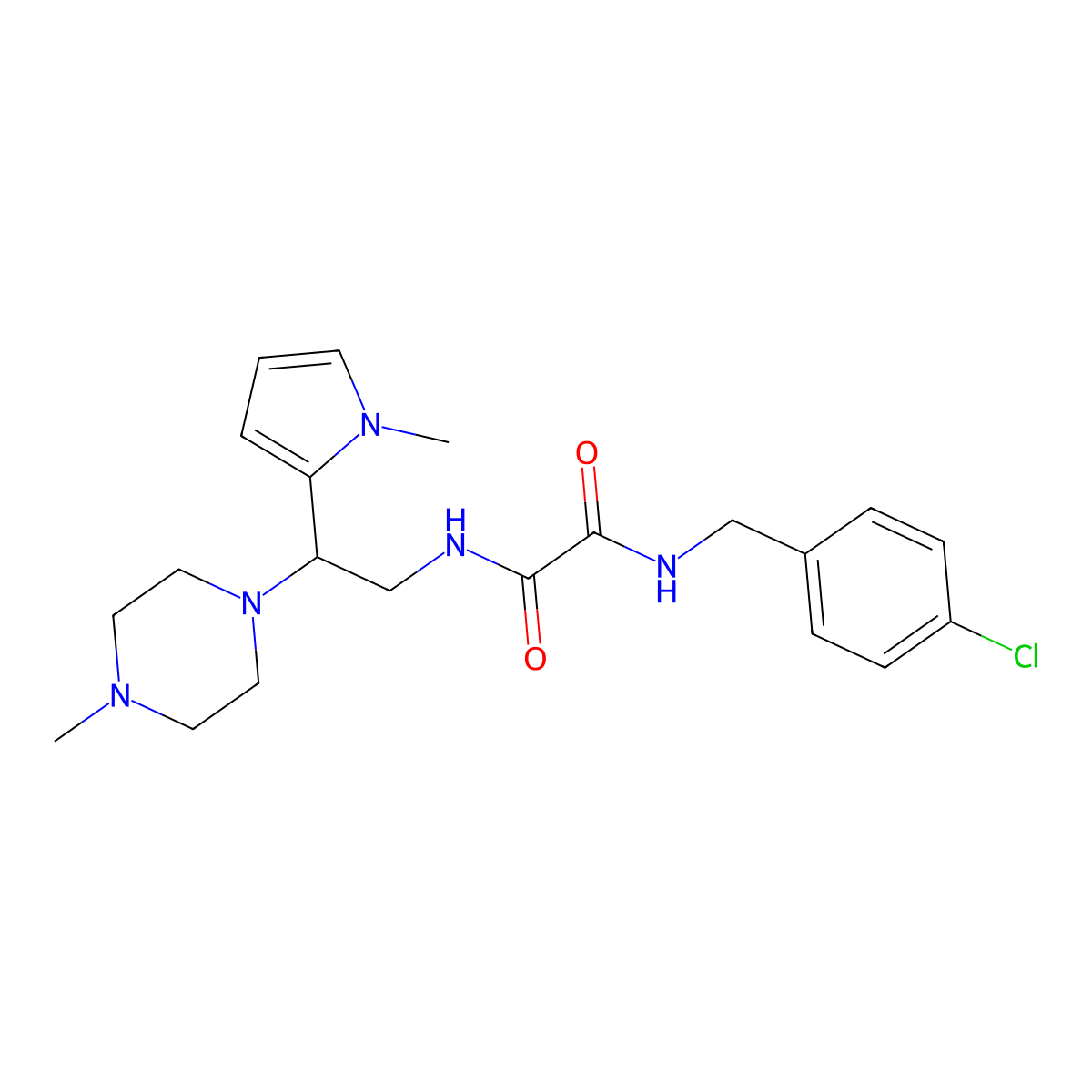 N1-(4-chlorobenzyl)-N2-(2-(1-methyl-1H-pyrrol-2-yl)-2-(4-methylpiperazin-1-yl)ethyl)oxalamide molecular structure, CAS 1049379-33-0