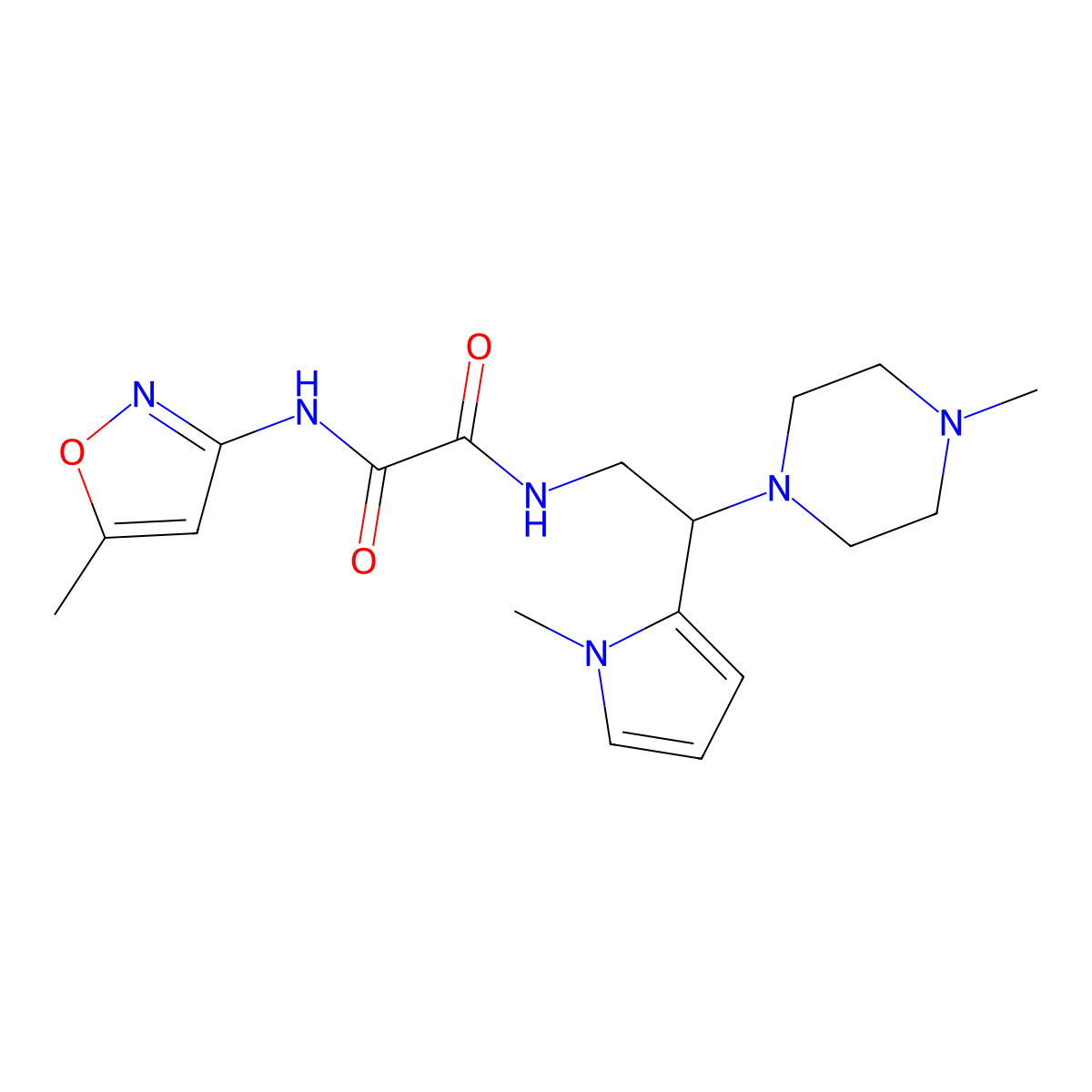 N-(5-methyl-1,2-oxazol-3-yl)-N'-[2-(1-methyl-1H-pyrrol-2-yl)-2-(4-methylpiperazin-1-yl)ethyl]ethanediamide molecular structure, CAS 1049379-43-2