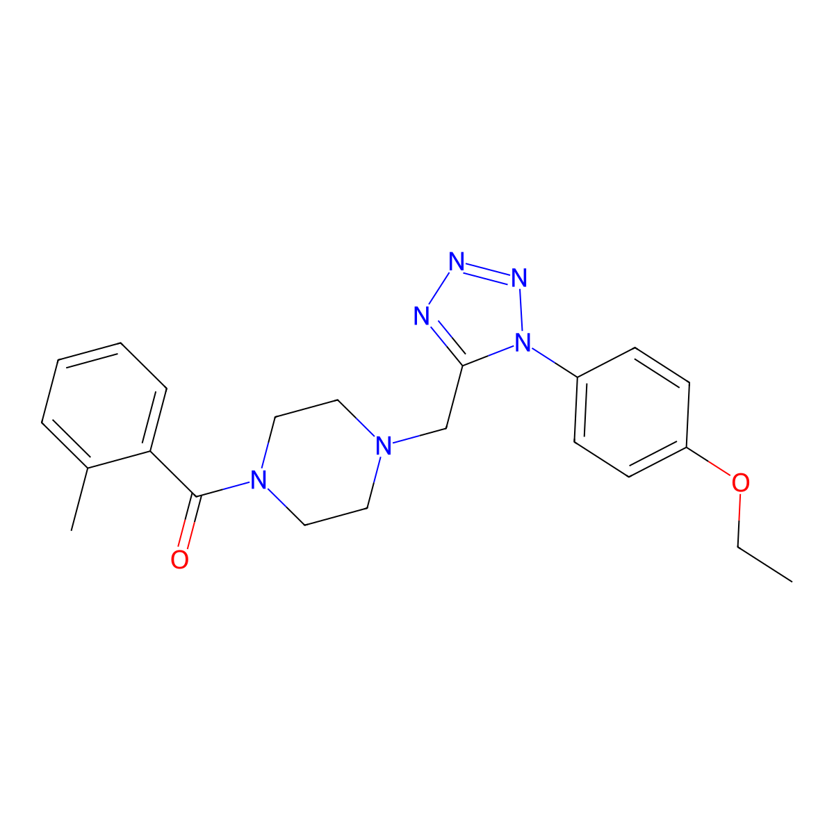 (4-((1-(4-ethoxyphenyl)-1H-tetrazol-5-yl)methyl)piperazin-1-yl)(o-tolyl)methanone molecular structure, CAS 1049379-69-2