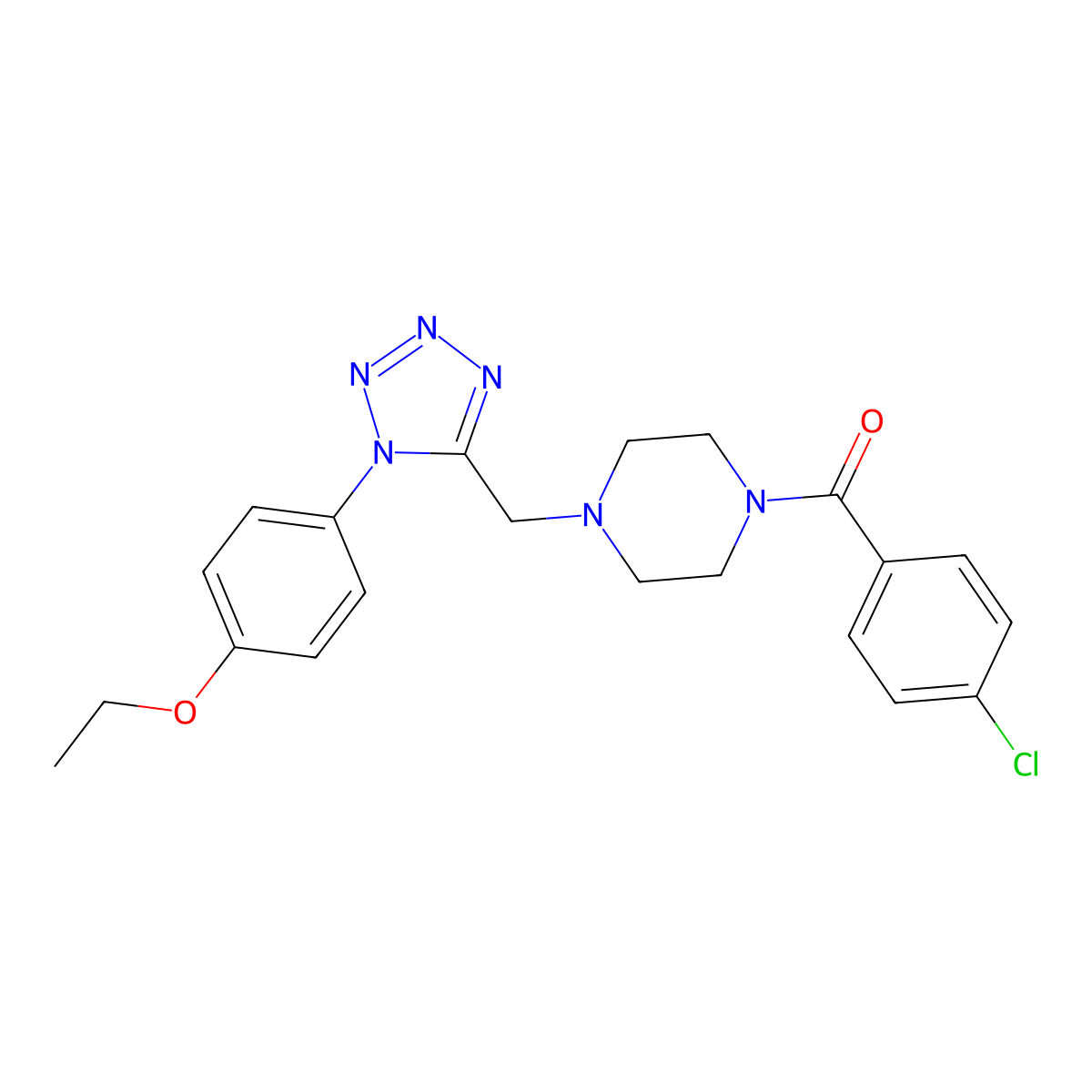 (4-chlorophenyl)(4-((1-(4-ethoxyphenyl)-1H-tetrazol-5-yl)methyl)piperazin-1-yl)methanone molecular structure, CAS 1049380-16-6