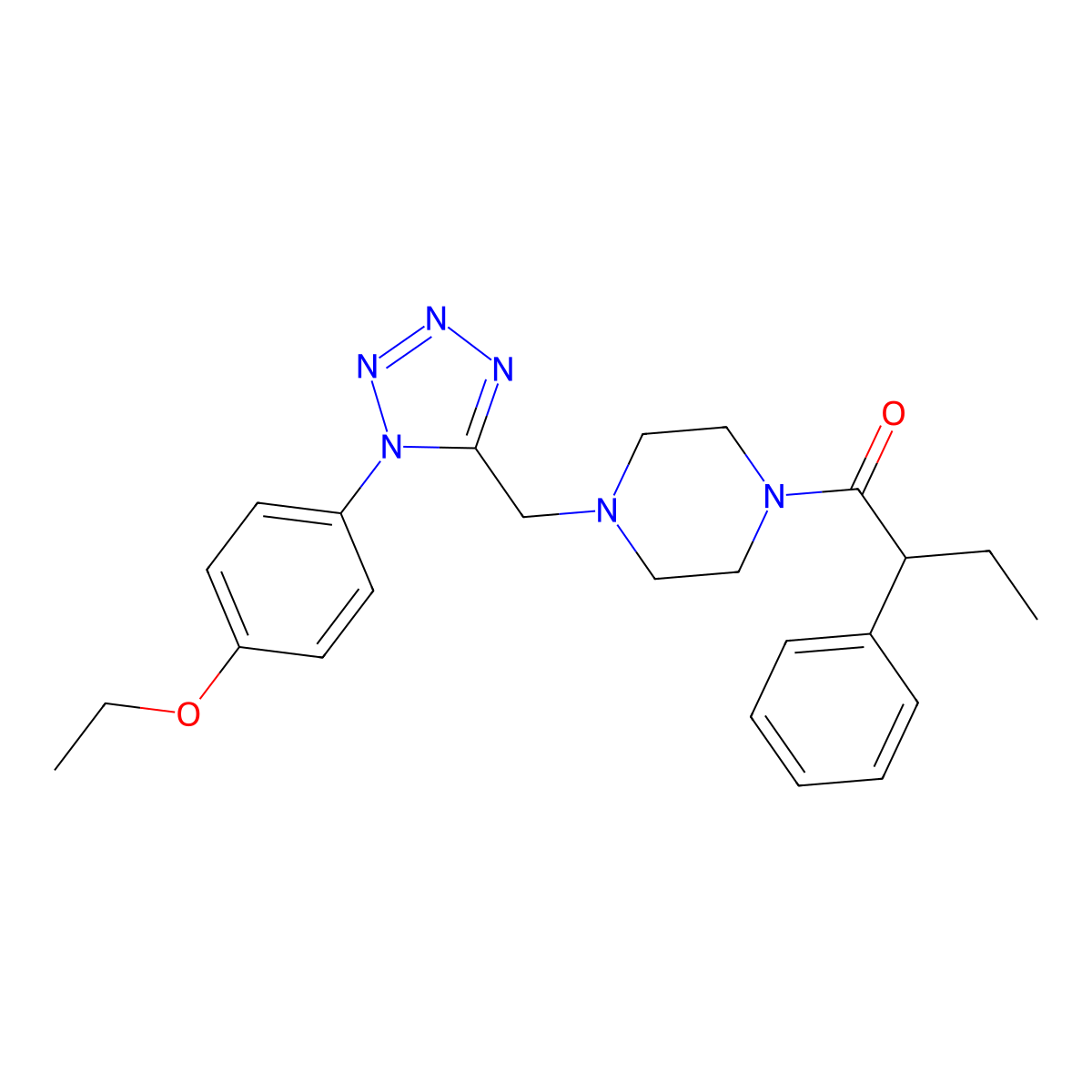 1-(4-((1-(4-ethoxyphenyl)-1H-tetrazol-5-yl)methyl)piperazin-1-yl)-2-phenylbutan-1-one molecular structure, CAS 1049381-24-9