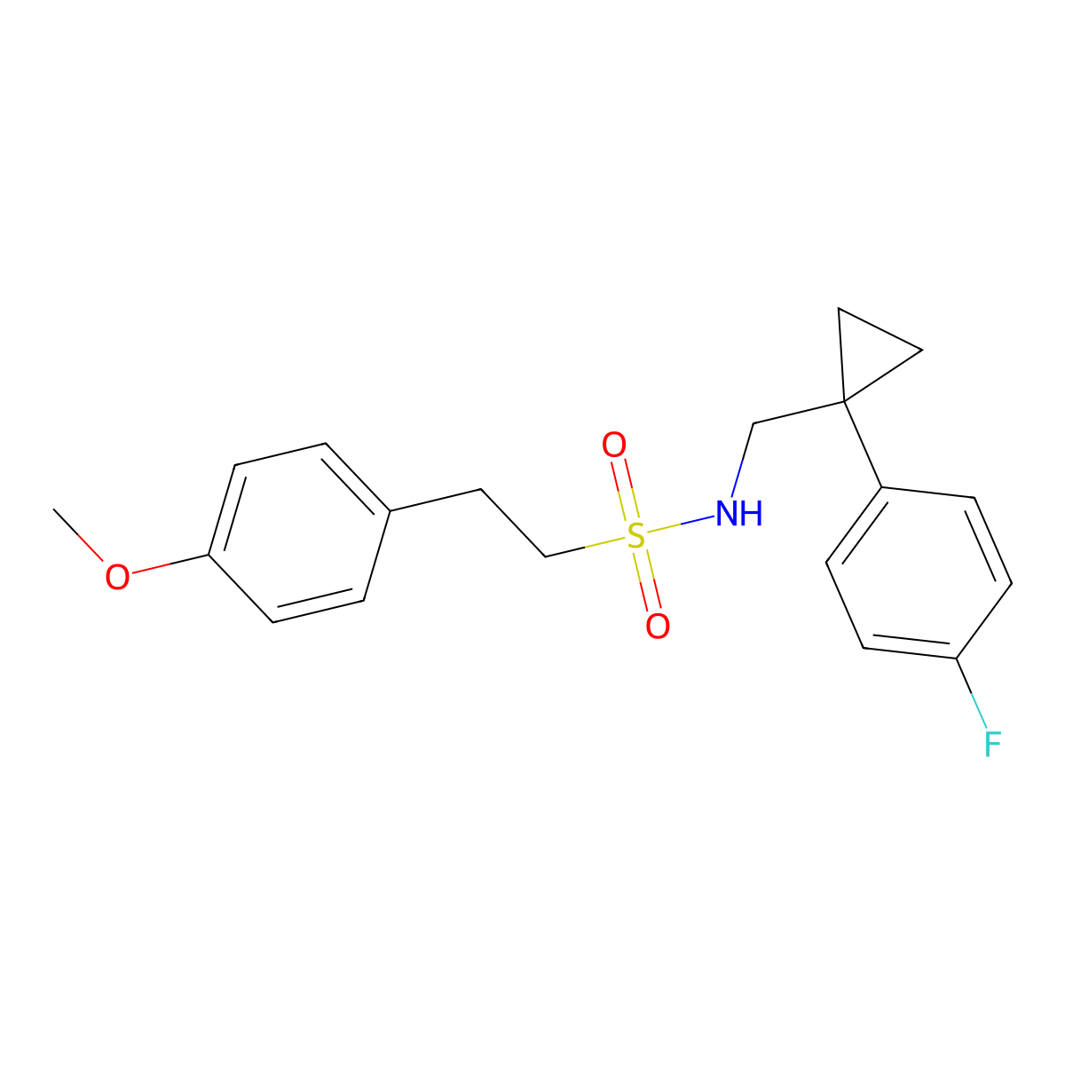N-((1-(4-fluorophenyl)cyclopropyl)methyl)-2-(4-methoxyphenyl)ethanesulfonamide molecular structure, CAS 1049381-76-1