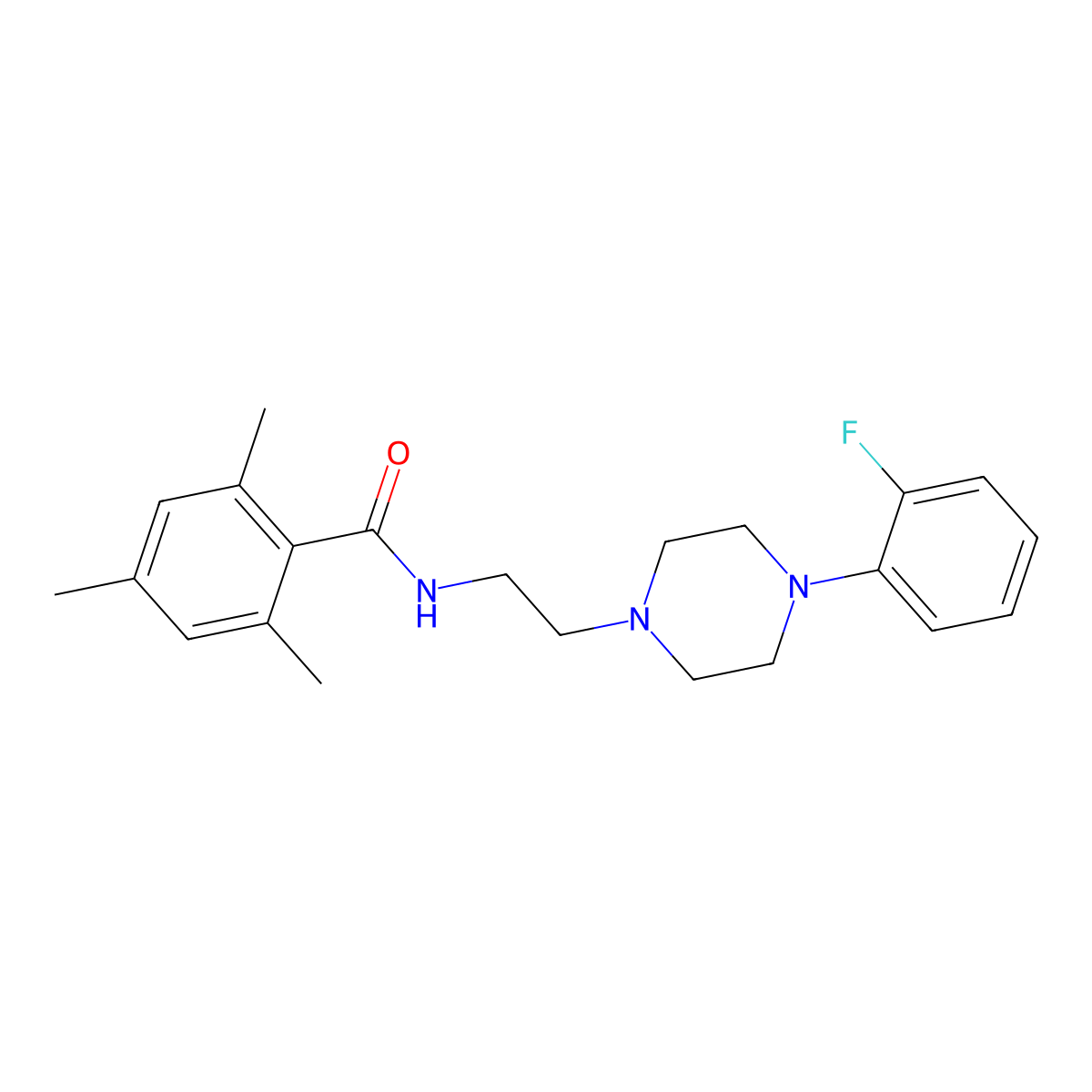 N-(2-(4-(2-fluorophenyl)piperazin-1-yl)ethyl)-2,4,6-trimethylbenzamide molecular structure, CAS 1049386-43-7