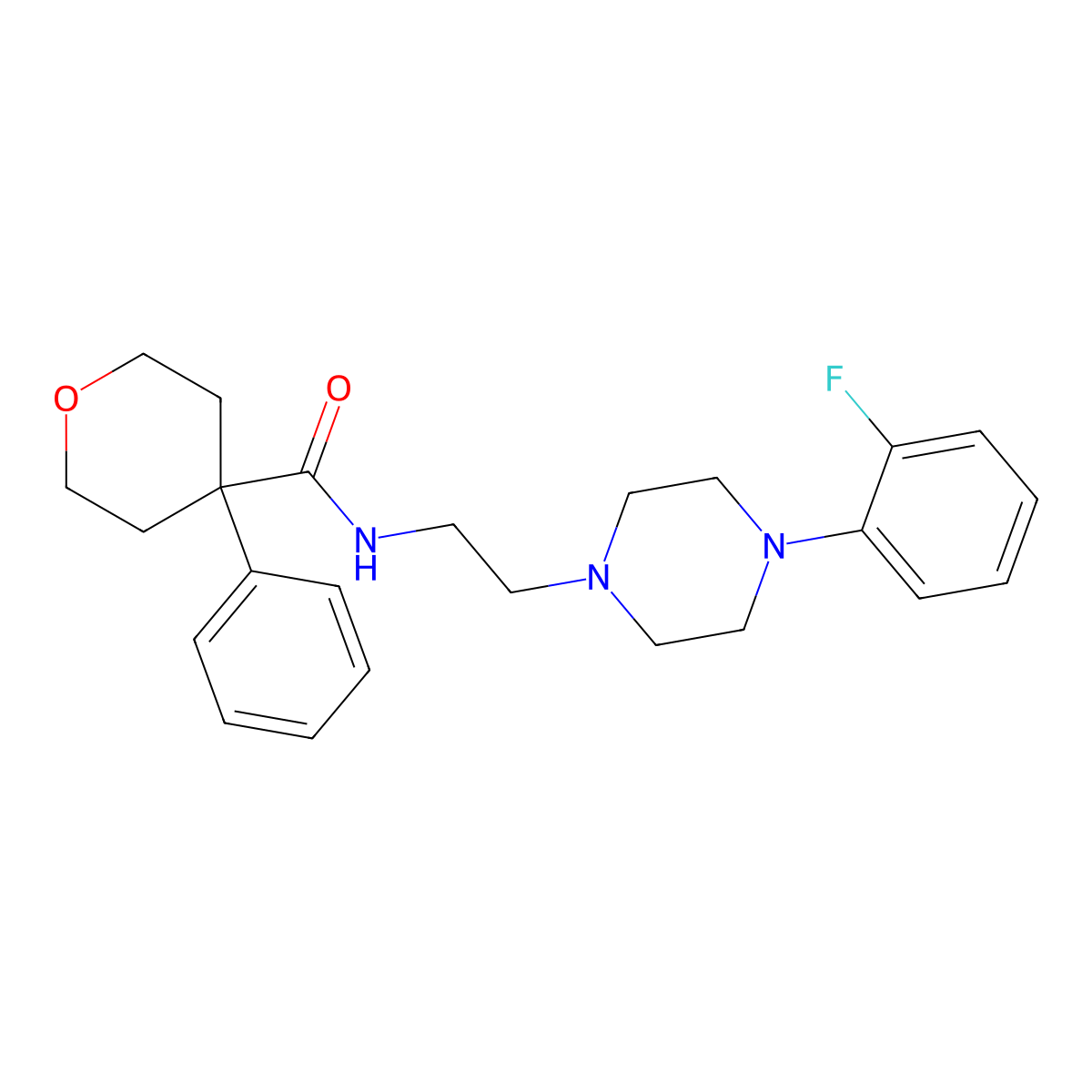 N-(2-(4-(2-fluorophenyl)piperazin-1-yl)ethyl)-4-phenyltetrahydro-2H-pyran-4-carboxamide molecular structure, CAS 1049386-94-8