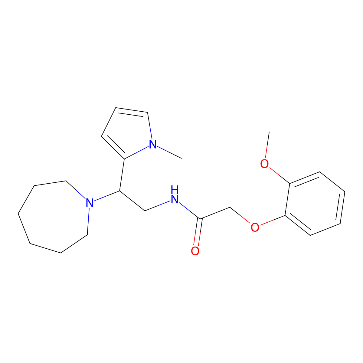 N-(2-(azepan-1-yl)-2-(1-methyl-1H-pyrrol-2-yl)ethyl)-2-(2-methoxyphenoxy)acetamide molecular structure, CAS 1049387-03-2
